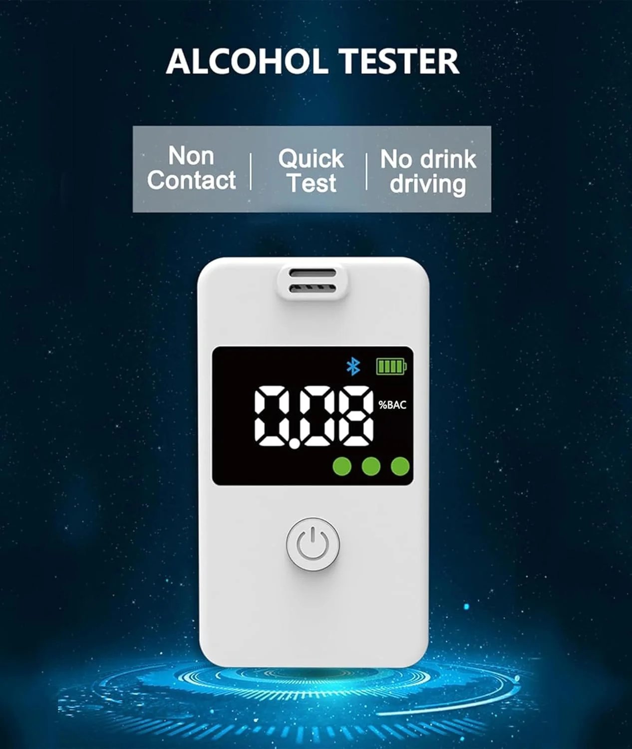 دستگاه تست الکل تنفسی NALACAL با دقت حرفه ای، اتصال بلوتوث و صفحه نمایش دیجیتال آبی LCD برای استفاده شخصی، خانگی یا مهمانی