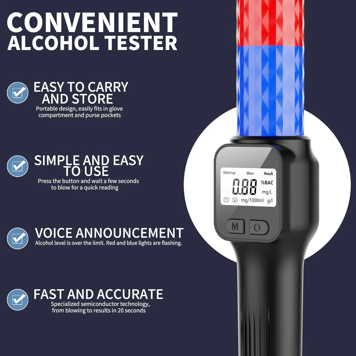 تست الکل نالاکال، دستگاه تنفسی شخصی قابل حمل بدون تماس، دستگاه تنفسی با دقت حرفه ای با صفحه نمایش LCD برای رانندگی تست الکل نالاکال، دستگاه تنفسی شخصی قابل حمل بدون تماس، دستگاه تنفسی با دقت حرفه ای با صفحه نمایش LCD برای رانندگی