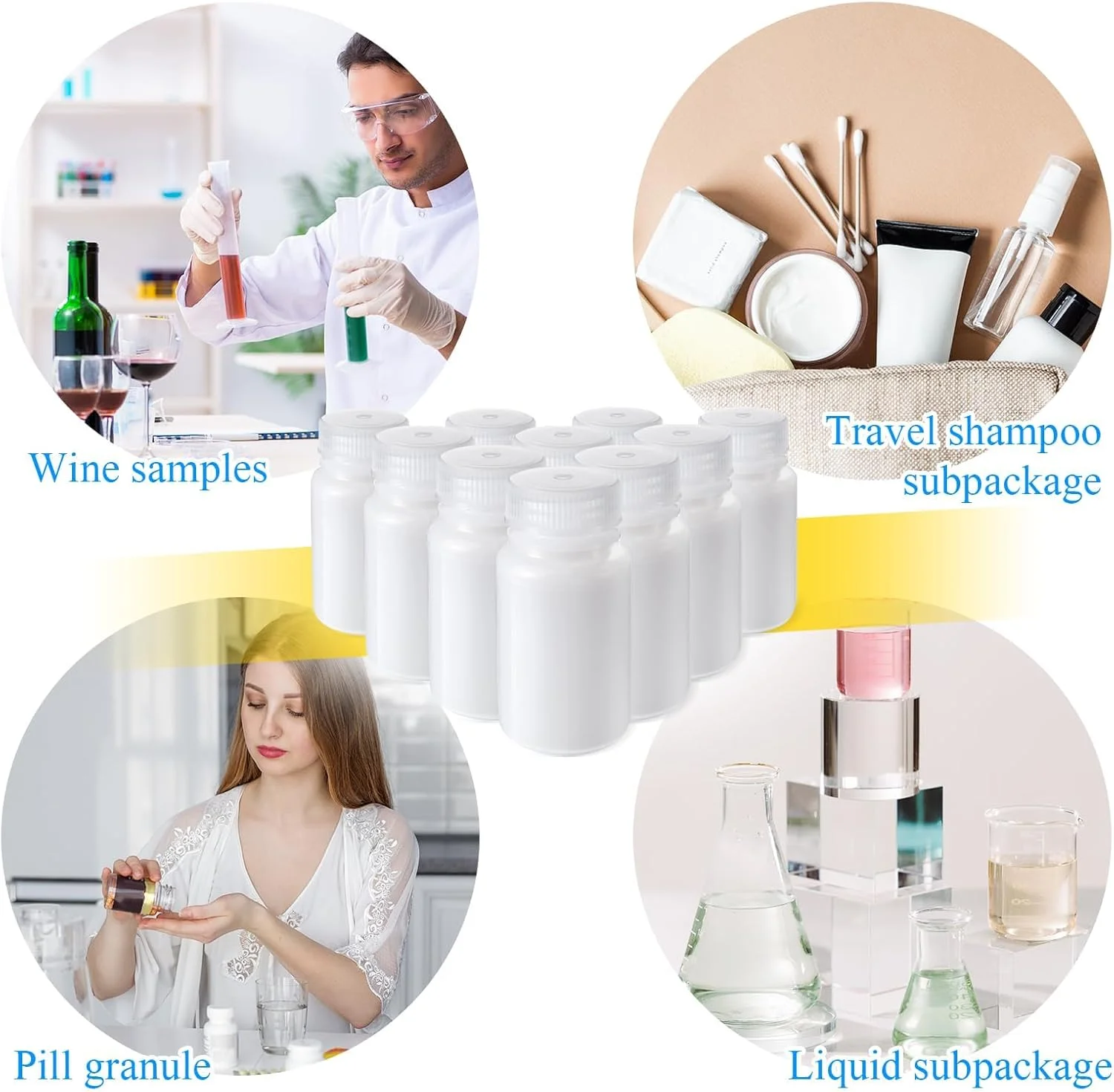 NALACAL بسته 30 عددی بطری های دهان گشاد پلی پروپیلن، بطری های کوچک آب، بطری های پلاستیکی 4 اونسی با درب، بطری های نمونه مهر و موم شده خالی، ظروف بطری HDPE ضد نشت برای آزمایشگاه، کلاس درس، خانه، سفید NALACAL بسته 30 عددی بطری های دهان گشاد پلی پروپیلن، بطری های کوچک آب، بطری های پلاستیکی 4 اونسی با درب، بطری های نمونه مهر و موم شده خالی، ظروف بطری HDPE ضد نشت برای آزمایشگاه، کلاس درس، خانه، سفید