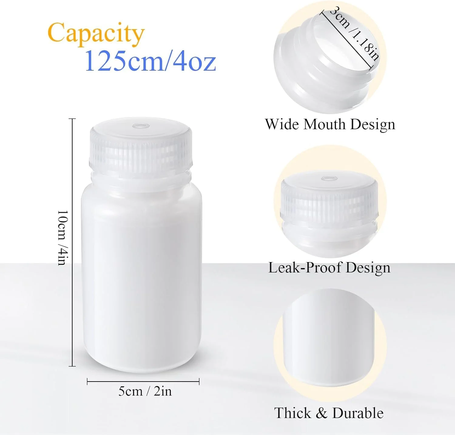 NALACAL بسته 30 عددی بطری های دهان گشاد پلی پروپیلن، بطری های کوچک آب، بطری های پلاستیکی 4 اونسی با درب، بطری های نمونه مهر و موم شده خالی، ظروف بطری HDPE ضد نشت برای آزمایشگاه، کلاس درس، خانه، سفید NALACAL بسته 30 عددی بطری های دهان گشاد پلی پروپیلن، بطری های کوچک آب، بطری های پلاستیکی 4 اونسی با درب، بطری های نمونه مهر و موم شده خالی، ظروف بطری HDPE ضد نشت برای آزمایشگاه، کلاس درس، خانه، سفید