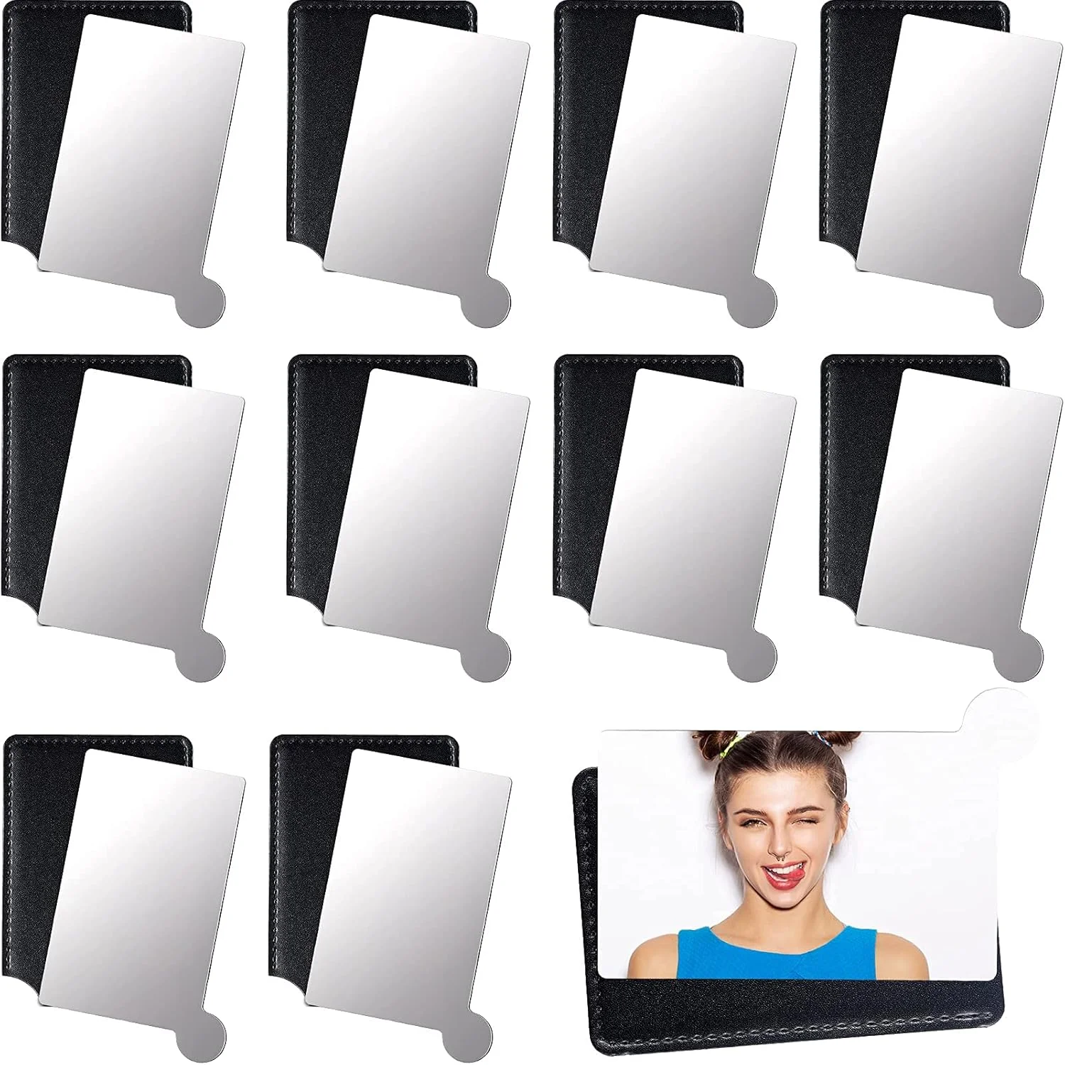 آینه کارتی NALACAL، 10 عدد، آینه جیبی کوچک و جمع و جور برای کیف پول، مناسب آقایان، بانوان، مسافرت، کمپینگ، آرایش، آینه استیل ضد زنگ نشکن با جلد چرمی، مناسب هدیه آینه کارتی NALACAL، 10 عدد، آینه جیبی کوچک و جمع و جور برای کیف پول، مناسب آقایان، بانوان، مسافرت، کمپینگ، آرایش، آینه استیل ضد زنگ نشکن با جلد چرمی، مناسب هدیه