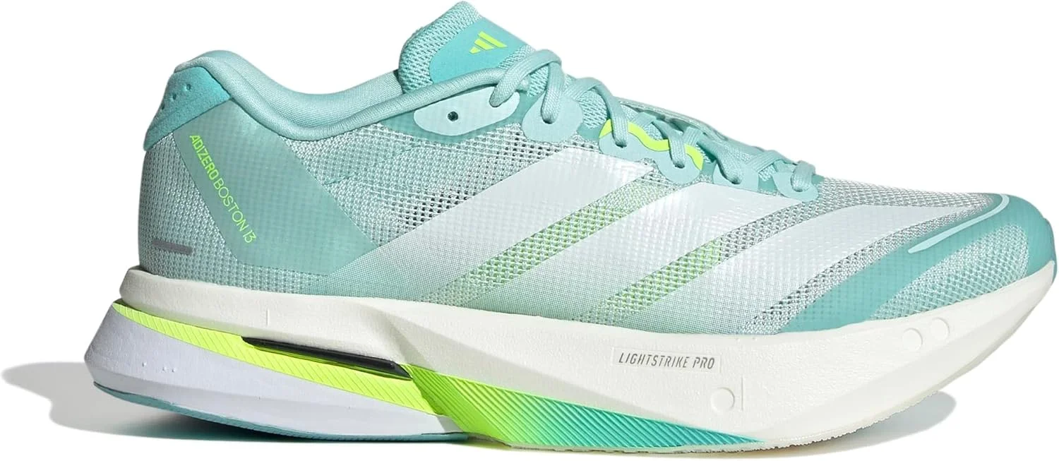 Adidas Adizero Boston 13 Women's Running Shoes, Semi-Flush Aqua/Zero Metallic/Lucid Lemon (JS4957), 25.0 cm