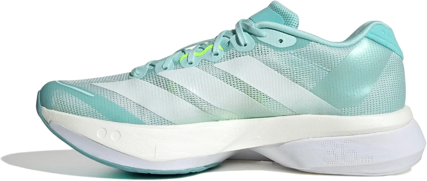 Adidas Adizero Boston 13 Women's Running Shoes, Semi-Flush Aqua/Zero Metallic/Lucid Lemon (JS4957), 25.0 cm