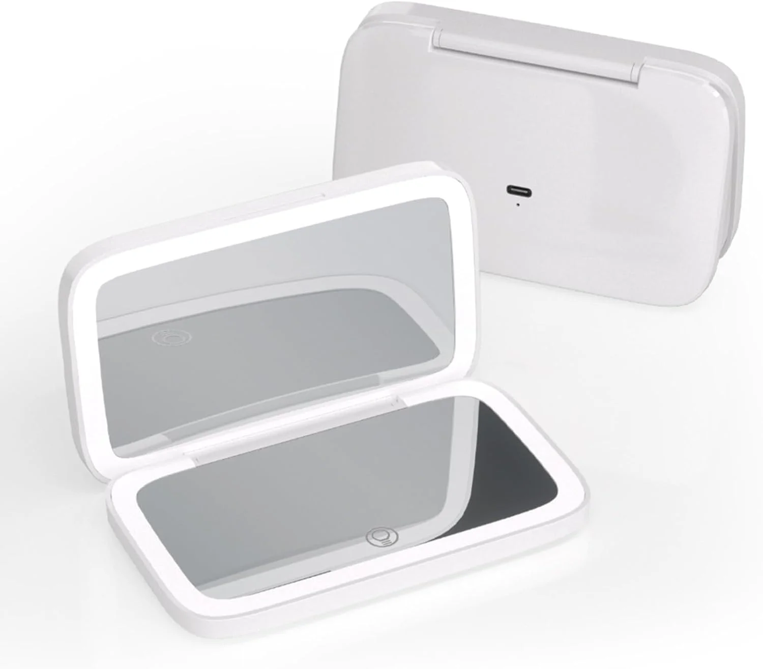 آینه آرایشی مربعی کوچک Meichoon با بزرگنمایی 5 برابر، آینه آرایشی تاشو، آینه جیبی جمع و جور دو طرفه قابل حمل، شارژ USB مدل UK21 سفید آینه آرایشی مربعی کوچک Meichoon با بزرگنمایی 5 برابر، آینه آرایشی تاشو، آینه جیبی جمع و جور دو طرفه قابل حمل، شارژ USB مدل UK21 سفید