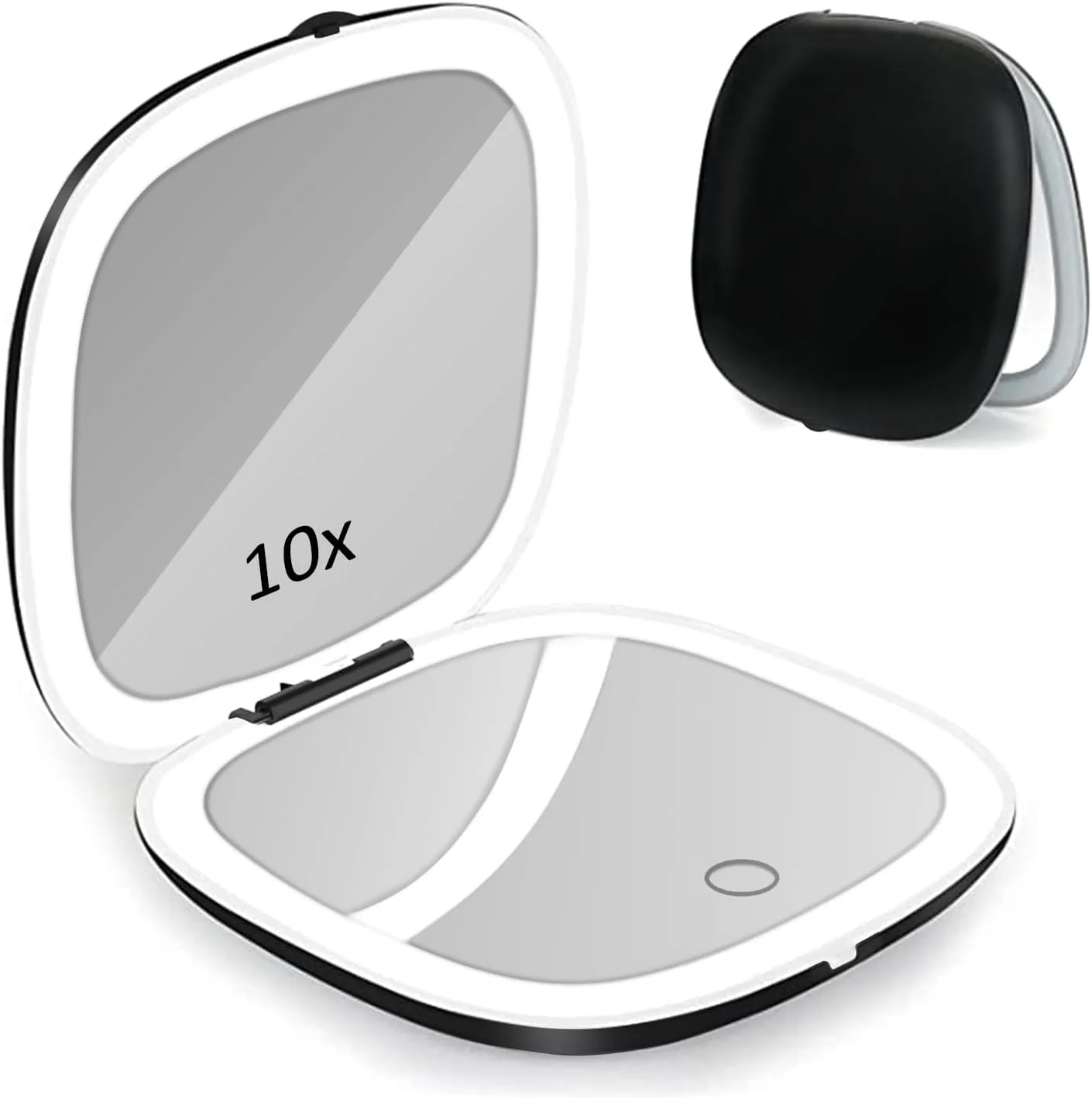 آینه آرایشی قابل حمل Micacorn با نور LED، بزرگنمایی 1 و 10 برابر، آینه تاشو شارژی USB با صفحه لمسی و 3 رنگ نور قابل تنظیم، مناسب کیف دستی آینه آرایشی قابل حمل Micacorn با نور LED، بزرگنمایی 1 و 10 برابر، آینه تاشو شارژی USB با صفحه لمسی و 3 رنگ نور قابل تنظیم، مناسب کیف دستی