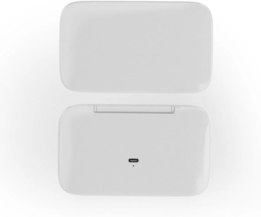 آینه آرایشی مربعی کوچک Meichoon با بزرگنمایی 5 برابر، آینه آرایشی تاشو، آینه جیبی جمع و جور دو طرفه قابل حمل، شارژ USB مدل UK21 سفید