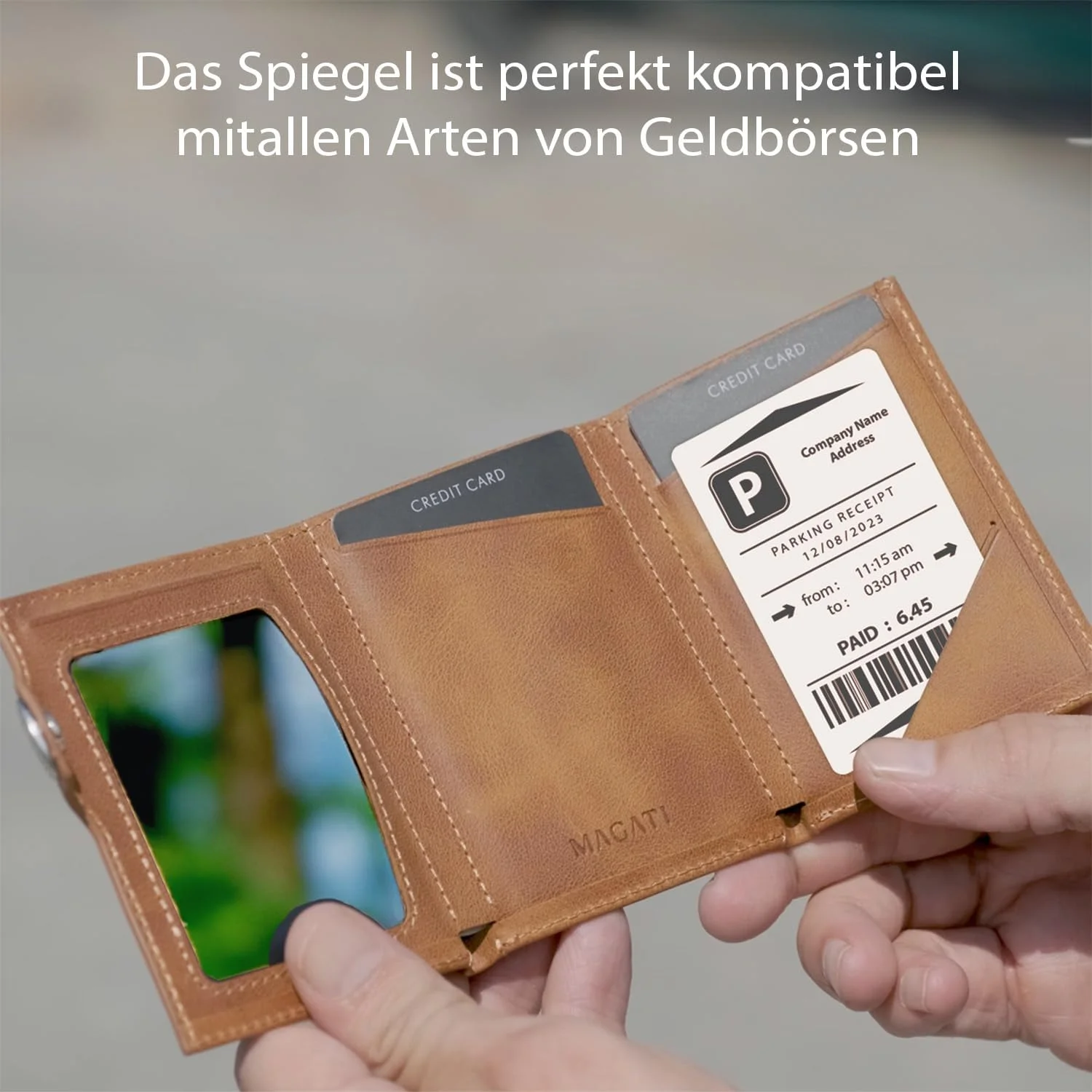 آینه دستی MAGATI - دو طرفه، فوق العاده باریک، آینه پلاستیکی جمع و جور برای کیف دستی و کیف، آینه آرایشی کوچک، آینه آرایش 8 × 4.5 سانتی متر، بسته 2 عددی