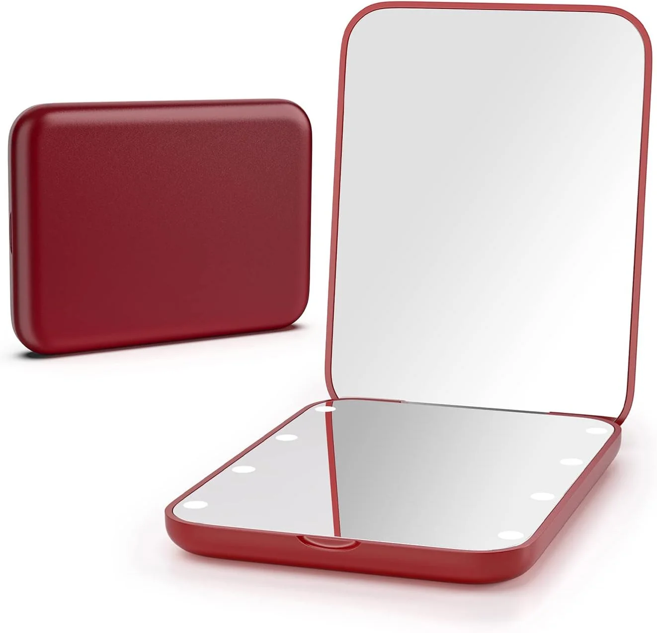 آینه جیبی Kintion، آینه آرایشی مسافرتی جمع و جور LED با بزرگنمایی 1X/3X، آینه جمع و جور با نور، آینه کیف دستی، قابل حمل، تاشو، دستی، آینه جمع و جور کوچک روشن برای هدیه، قرمز شرابی آینه جیبی Kintion، آینه آرایشی مسافرتی جمع و جور LED با بزرگنمایی 1X/3X، آینه جمع و جور با نور، آینه کیف دستی، قابل حمل، تاشو، دستی، آینه جمع و جور کوچک روشن برای هدیه، قرمز شرابی