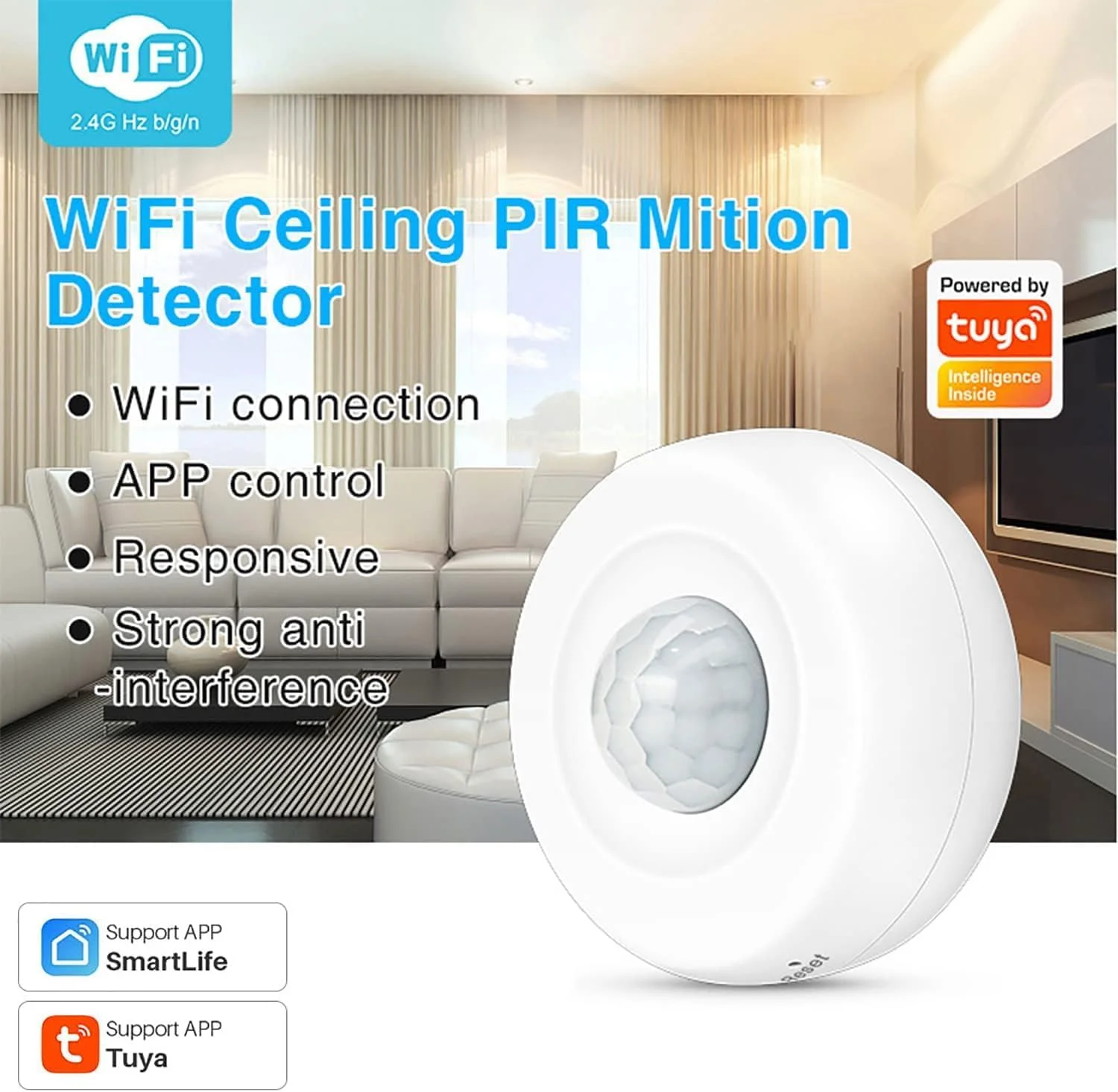 سنسور حرکتی هوشمند وای فای NALACAL، ردیاب حرکتی PIR بی سیم، سنسور مادون قرمز داخلی با هشدارهای برنامه رایگان، محدوده تشخیص 360 درجه، بدون نیاز به هاب، آلارم امنیتی خانگی سازگار با الکسا