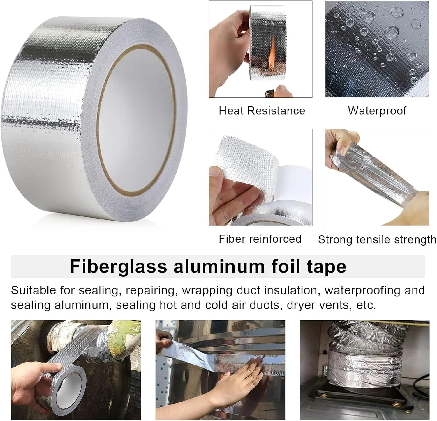 نوار فویل آلومینیومی محافظ حرارت NALACAL، یک رول، نوار خنک کننده 2 اینچ در 66 فوت، نوار فویل بازتابنده حرارت، نوار مقاوم در برابر حرارت برای شیلنگ و استفاده خودرو