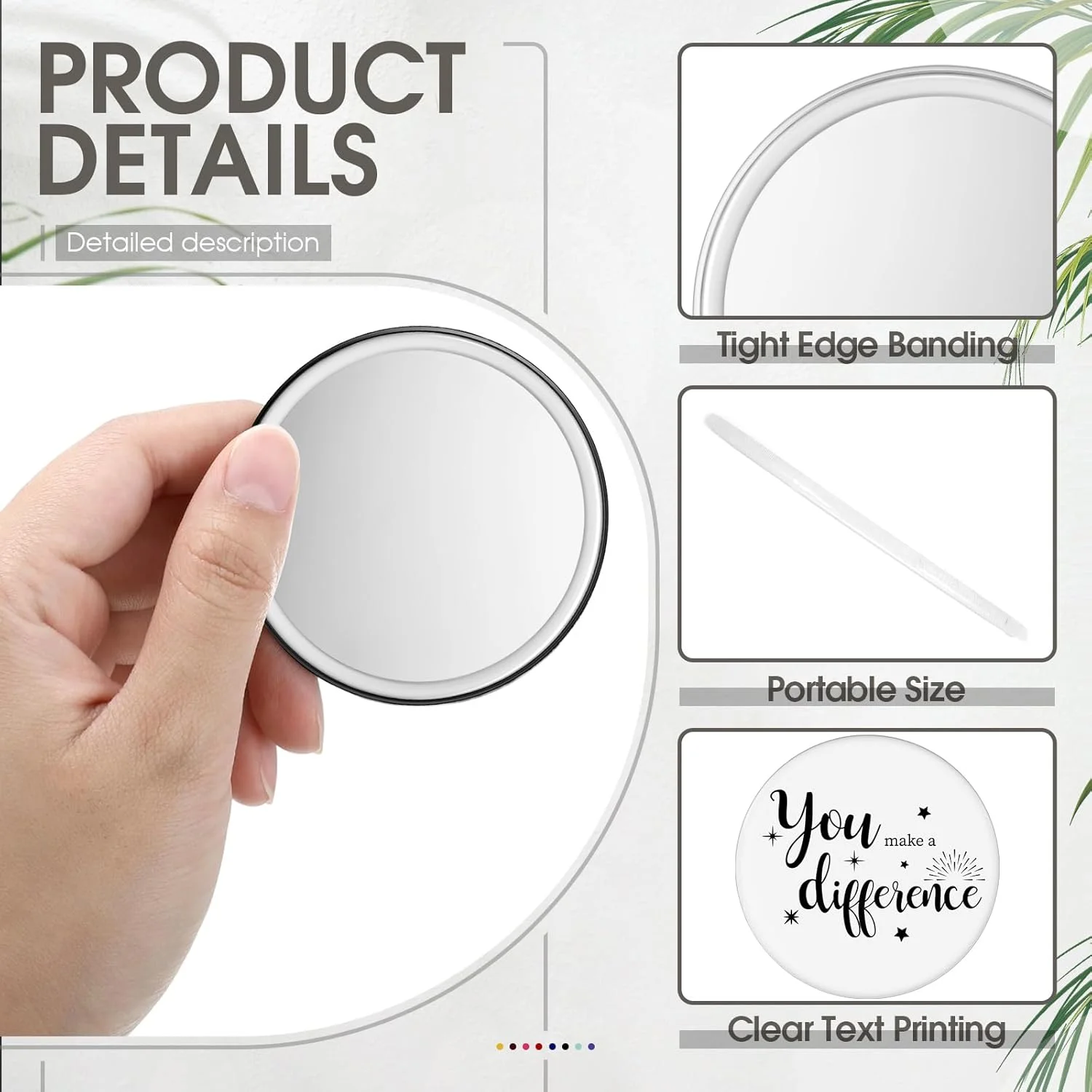 آینه جیبی انگیزشی کیگلی، 96 عدد، مناسب روز بهداشت روان بانوان، قطر 2.8 اینچ، هدیه انگیزشی برای مشتریان، دستیار پزشکی، تکنسین دامپزشکی، داوطلب، همکار، پرستار (پایه سفید)