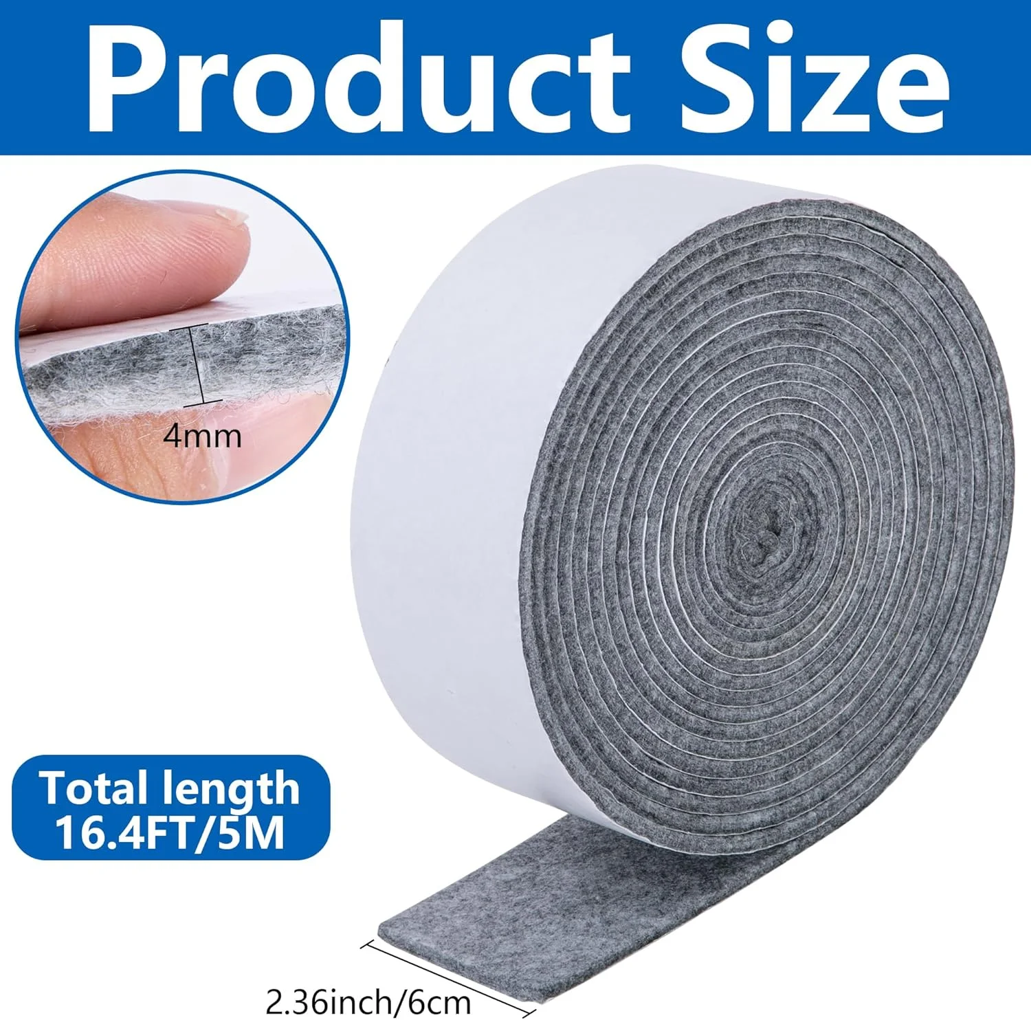 نوار عایق لوله 5 متری با ابعاد 6 سانتی متر در 5 متر - پوشش عایق نمدی چسبی برای لوله های آب سرد و گرم داخلی و خارجی، محافظت در برابر یخ زدگی زمستانه، کاهش اتلاف حرارت