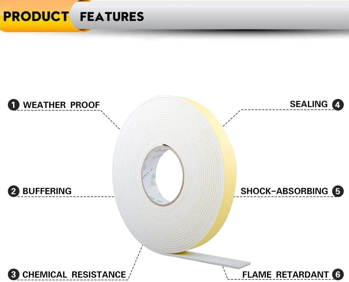 نوار عایق فوم با چگالی بالا با چسب قوی، نوار ضد آب برای درها و پنجره ها، نوار آب بندی خود چسب برای HVAC، عایق لوله، کاهش صدا (سفید، 5 متر) نوار عایق فوم با چگالی بالا با چسب قوی، نوار ضد آب برای درها و پنجره ها، نوار آب بندی خود چسب برای HVAC، عایق لوله، کاهش صدا (سفید، 5 متر)
