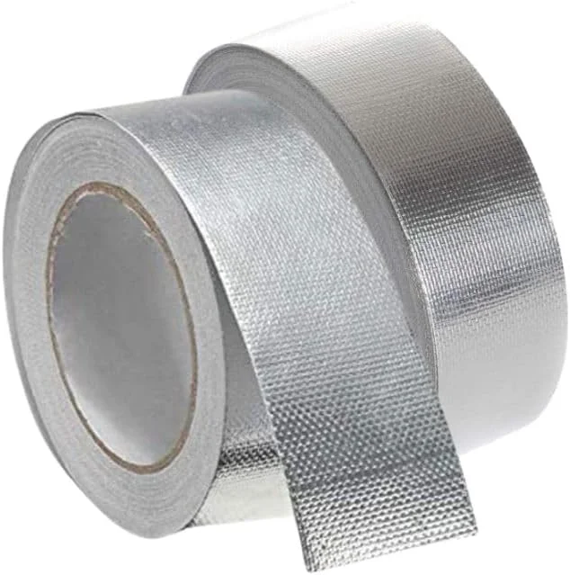 نوار فویل آلومینیومی SLMYCAO بسته 2 عددی، نوار چسب عایق لوله فویل فایبرگلاس برای درزگیری لوله های تهویه، دریچه های خشک کن، لوله های HVAC، 2 اینچ x 65 فوت