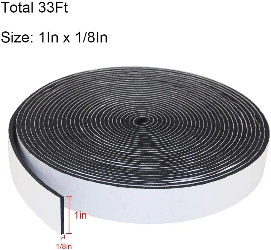 نوار فوم عایق SYDA برای عایق لوله، درزگیری پنجره و در. درب کشویی، عایق صدا، نوار درزگیر درب، نوار عایق تهویه مطبوع (1/8 اینچ X 1 اینچ X 33 فوت)