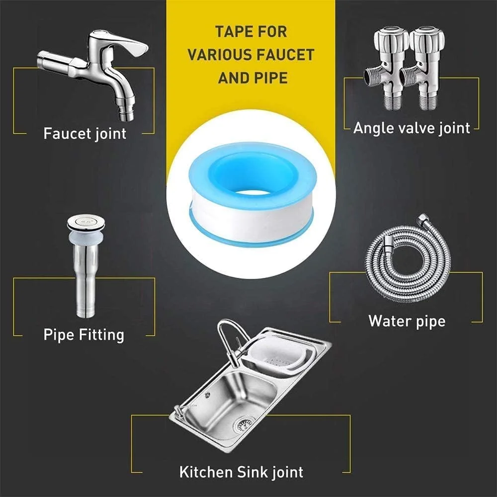 نوار تفلون SENXI، 4 عدد، نوار آب بندی رزوه، نوار PTFE برای لوله کشی، نوار درزگیر برای لوله های آب، 15mm*10m