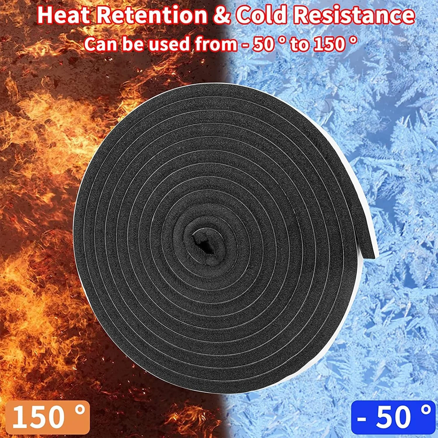 نوار فوم عایق درب و پنجره VYLORI، نوار فوم عایق، نوار فوم عایق خود چسب، درزگیر هوا برای درها و پنجره ها، عایق صدا برای درب (2.5 سانتی متر * 1 سانتی متر * 4.8 متر)