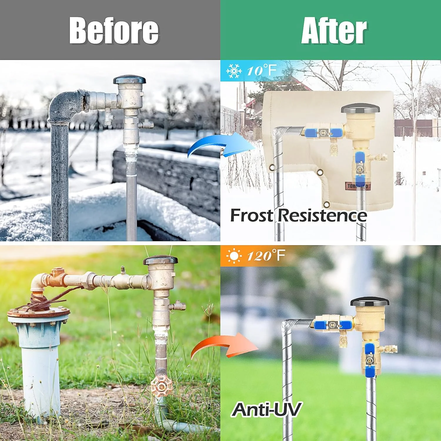 نوار عایق لوله TOHONFOO، 5 سانتی متر در 10 متر - نوار فوم عایق مقاوم در برابر آب و هوا - عایق لوله آب در فضای باز - نوار عایق برای لوله های آب - عایق پوشش لوله