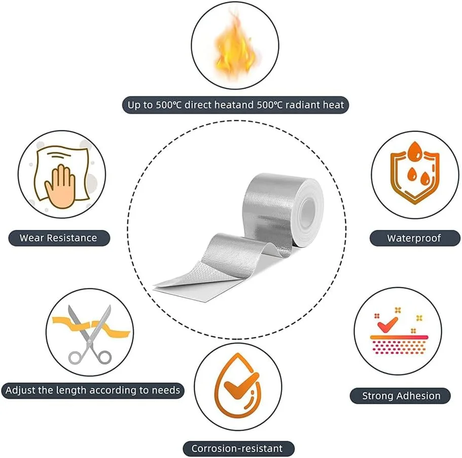نوار چسب آلومینیومی سنگین و ضد آب، نوار فویل آلومینیومی ممتاز، نوارهای فلزی نقره ای، مقاوم در برابر درجه حرارت بالا، نوار عایق دریچه خشک کن برای کانال کشی، آب بندی، تعمیر، کوره، HVAC (10cm * 5m) نوار چسب آلومینیومی سنگین و ضد آب، نوار فویل آلومینیومی ممتاز، نوارهای فلزی نقره ای، مقاوم در برابر درجه حرارت بالا، نوار عایق دریچه خشک کن برای کانال کشی، آب بندی، تعمیر، کوره، HVAC (10cm * 5m)