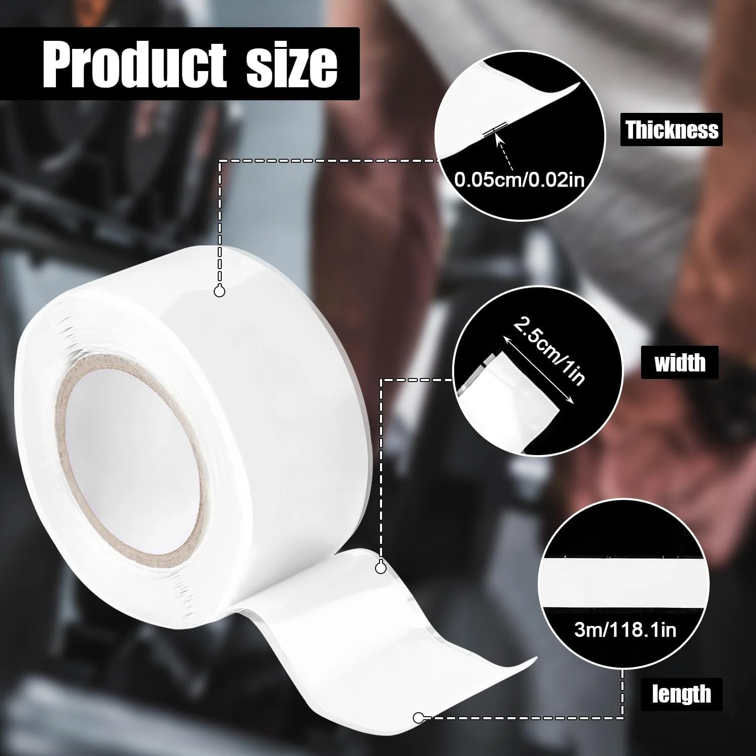 نوار سیلیکونی خود چسب SYOSI - 2 رول نوار ضد آب 2.5 سانتی متر در 3 متر، نوار آب بندی نشتی آب، نوار نجات، نوار تعمیر شلنگ لوله کشی، نوار لاستیکی برای عایق سیم پیچی کابل (سفید)