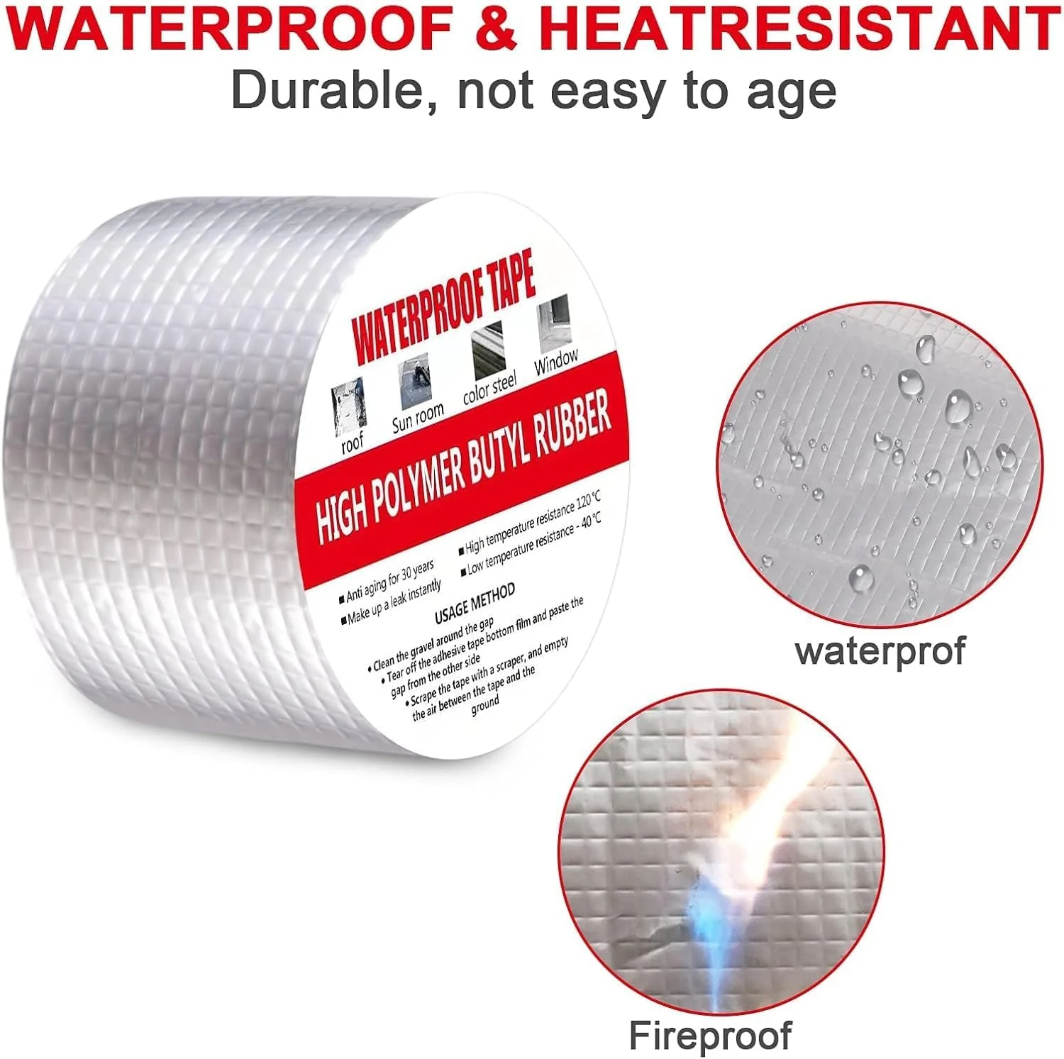 نوار فوق العاده ضد آب، نوار آلومینیومی بوتیل تعمیر نشتی در فضای باز، چسب دائمی ضد نشت مناسب تمام شرایط آب و هوایی، مقاوم در برابر اشعه ماوراء بنفش برای آب بندی لوله، سایبان، سقف و پنجره (10 سانتی متر در 5 متر) نوار فوق العاده ضد آب، نوار آلومینیومی بوتیل تعمیر نشتی در فضای باز، چسب دائمی ضد نشت مناسب تمام شرایط آب و هوایی، مقاوم در برابر اشعه ماوراء بنفش برای آب بندی لوله، سایبان، سقف و پنجره (10 سانتی متر در 5 متر)