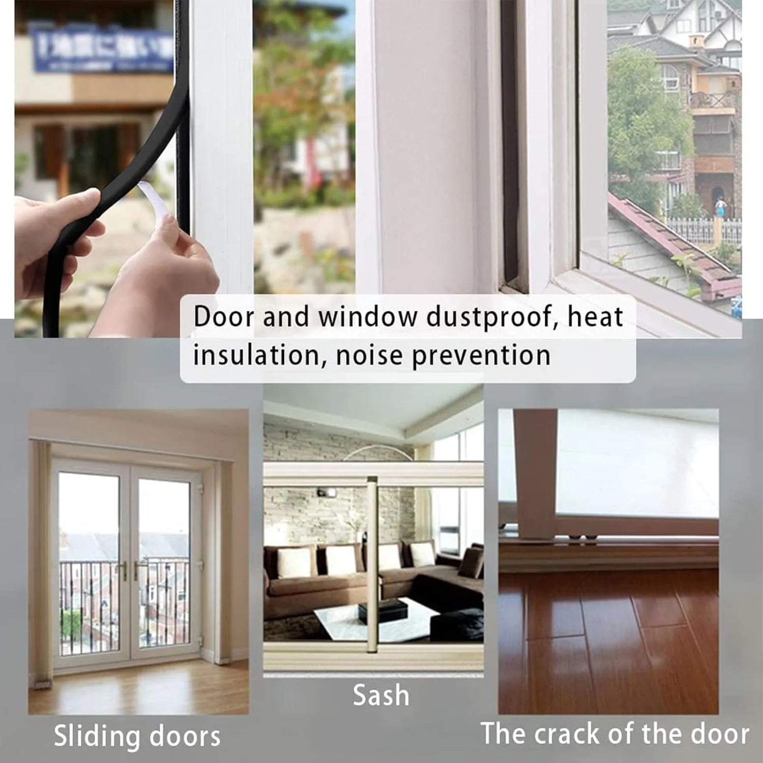 نوار فوم عایق درب و پنجره VYLORI، نوار فوم عایق، نوار فوم عایق خود چسب، درزگیر هوا برای درها و پنجره ها، عایق صدا برای درب (2.5 سانتی متر * 1 سانتی متر * 4.8 متر)