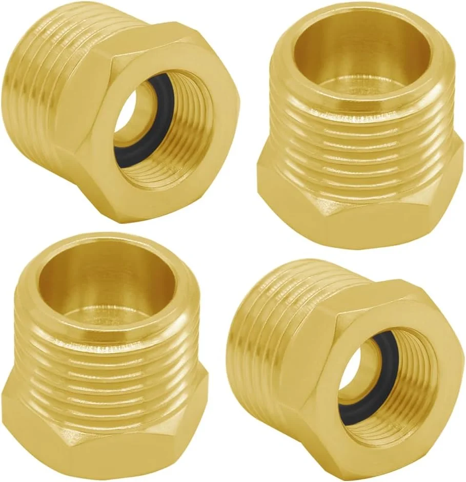 اتصال لوله بوشن کاهنده نری 1/2 اینچ G به مادگی 3/8 اینچ فشاری Joywayus، اتصال دهنده شیرآلات برنجی، آداپتور شلنگ آب، آداپتور خط تامین برای لوله کشی آشپزخانه و حمام RV، 4 عدد