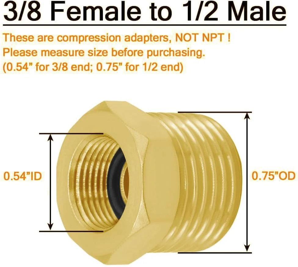 اتصال لوله بوشن کاهنده نری 1/2 اینچ G به مادگی 3/8 اینچ فشاری Joywayus، اتصال دهنده شیرآلات برنجی، آداپتور شلنگ آب، آداپتور خط تامین برای لوله کشی آشپزخانه و حمام RV، 4 عدد اتصال لوله بوشن کاهنده نری 1/2 اینچ G به مادگی 3/8 اینچ فشاری Joywayus، اتصال دهنده شیرآلات برنجی، آداپتور شلنگ آب، آداپتور خط تامین برای لوله کشی آشپزخانه و حمام RV، 4 عدد