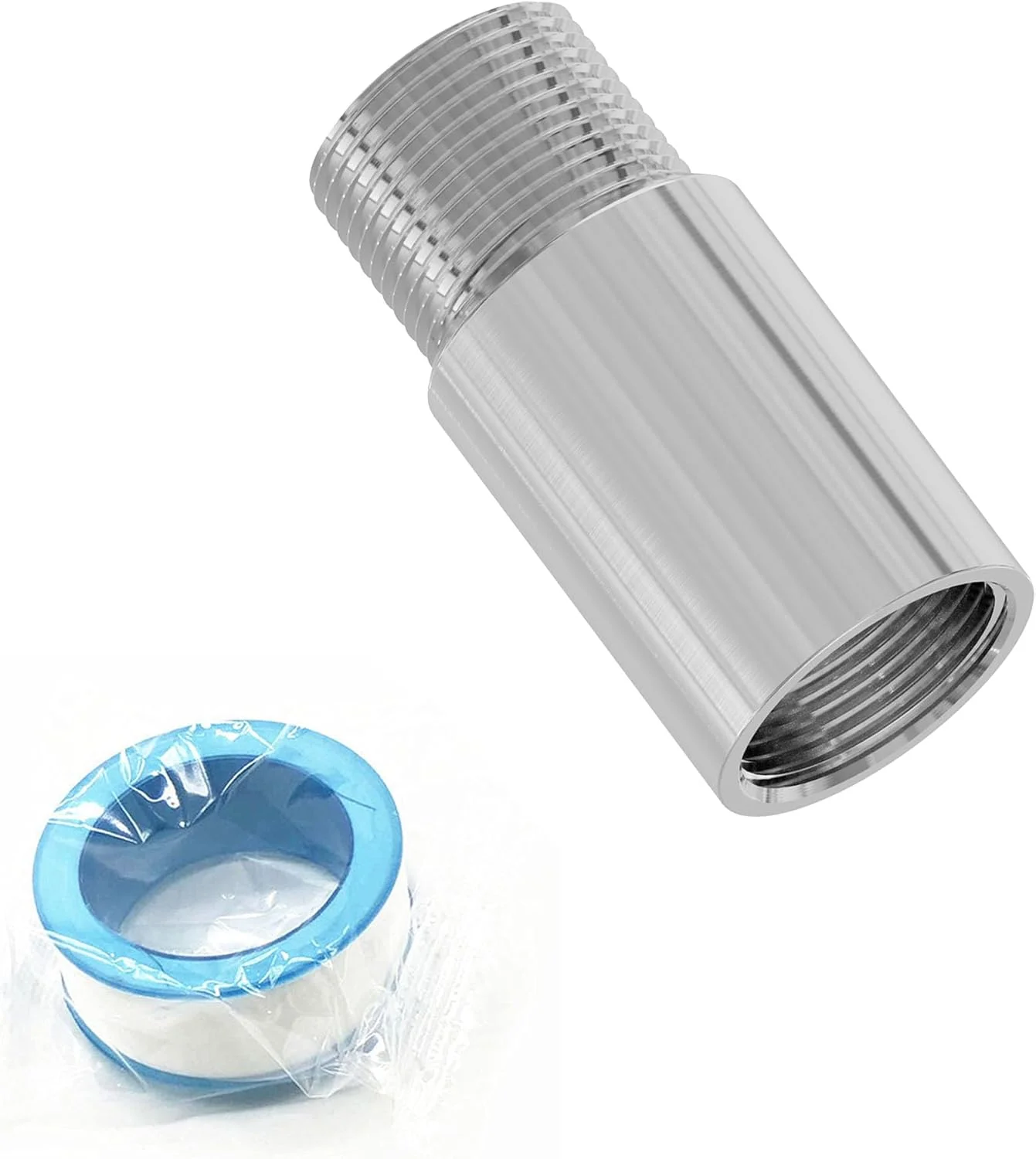 بازوی افزایش طول سردوش FOCMKEAS، استیل ضد زنگ، رزوه نر 3/4PT به رزوه ماده 3/4PT، طول 50 میلی‌متر، اتصال لوله ریخته‌گری، لوله افزایش طول، لوازم جانبی حمام