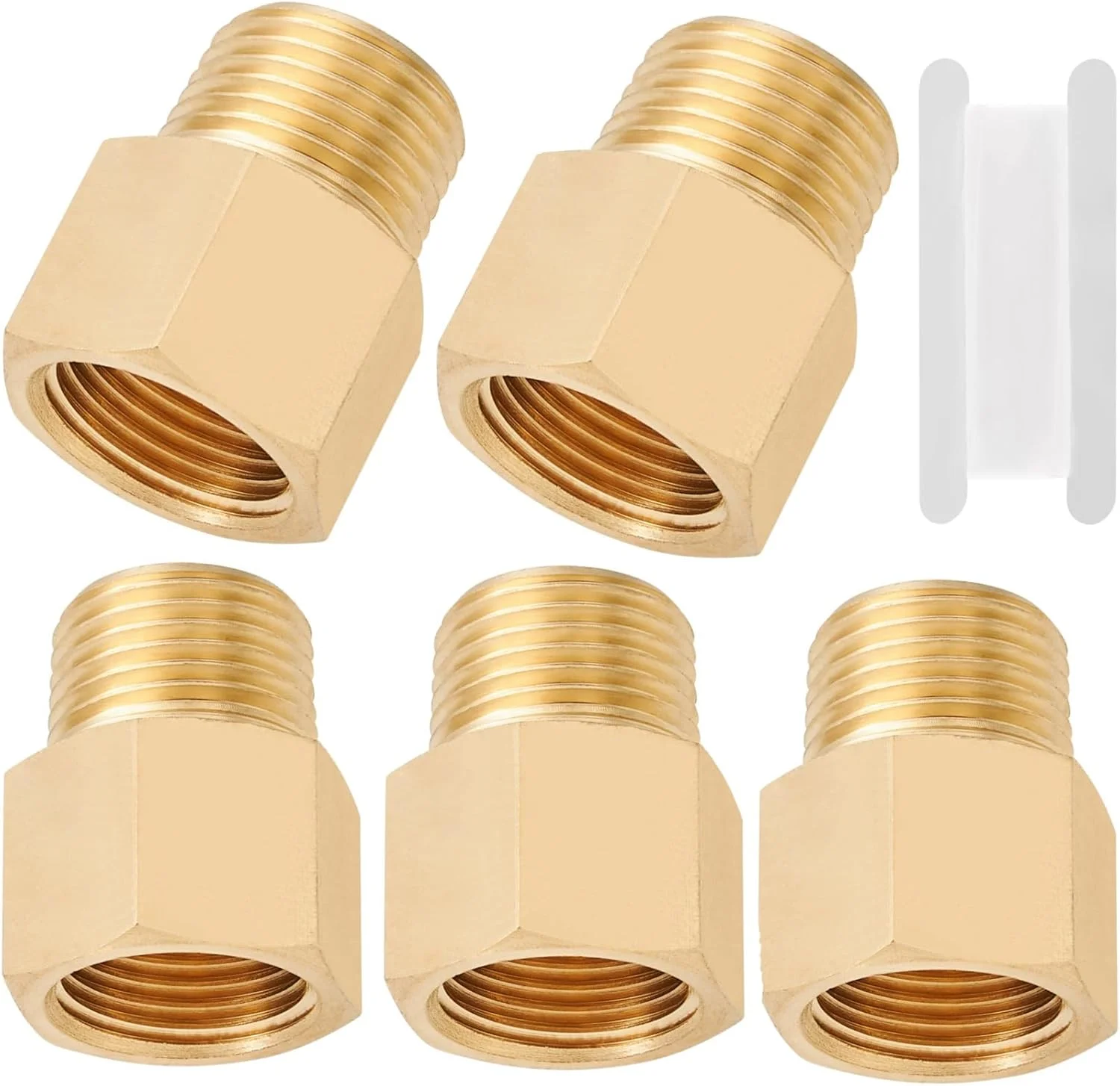 اتصالات لوله برنجی، تبدیل نر 3/8 اینچ NPT به ماده 3/8 اینچ NPT، اتصالات لوله شیلنگ برنجی، آداپتور کاهنده سر شش گوش 5 عددی (نر 3/8 اینچ NPT به ماده 3/8 اینچ NPT)