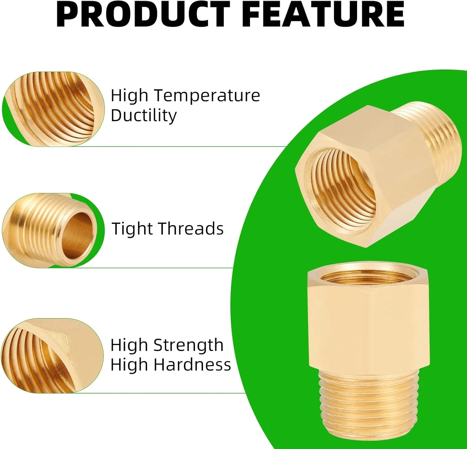 اتصالات لوله برنجی، تبدیل نر 3/8 اینچ NPT به ماده 3/8 اینچ NPT، اتصالات لوله شیلنگ برنجی، آداپتور کاهنده سر شش گوش 5 عددی (نر 3/8 اینچ NPT به ماده 3/8 اینچ NPT)