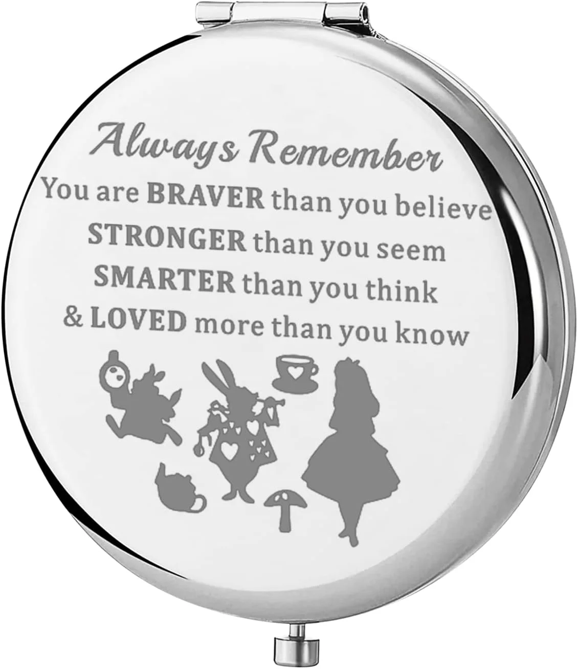 آینه جیبی آلیس در سرزمین عجایب KEYCHIN، هدیه ای از افسانه های آلیس، همیشه به یاد داشته باش که تو شجاع تر، قوی تر و باهوش تر از آن چیزی هستی که فکر می کنی، آینه آرایشی جمع و جور برای زنان، دختران و نوجوانان (آینه آلیس) آینه جیبی آلیس در سرزمین عجایب KEYCHIN، هدیه ای از افسانه های آلیس، همیشه به یاد داشته باش که تو شجاع تر، قوی تر و باهوش تر از آن چیزی هستی که فکر می کنی، آینه آرایشی جمع و جور برای زنان، دختران و نوجوانان (آینه آلیس)