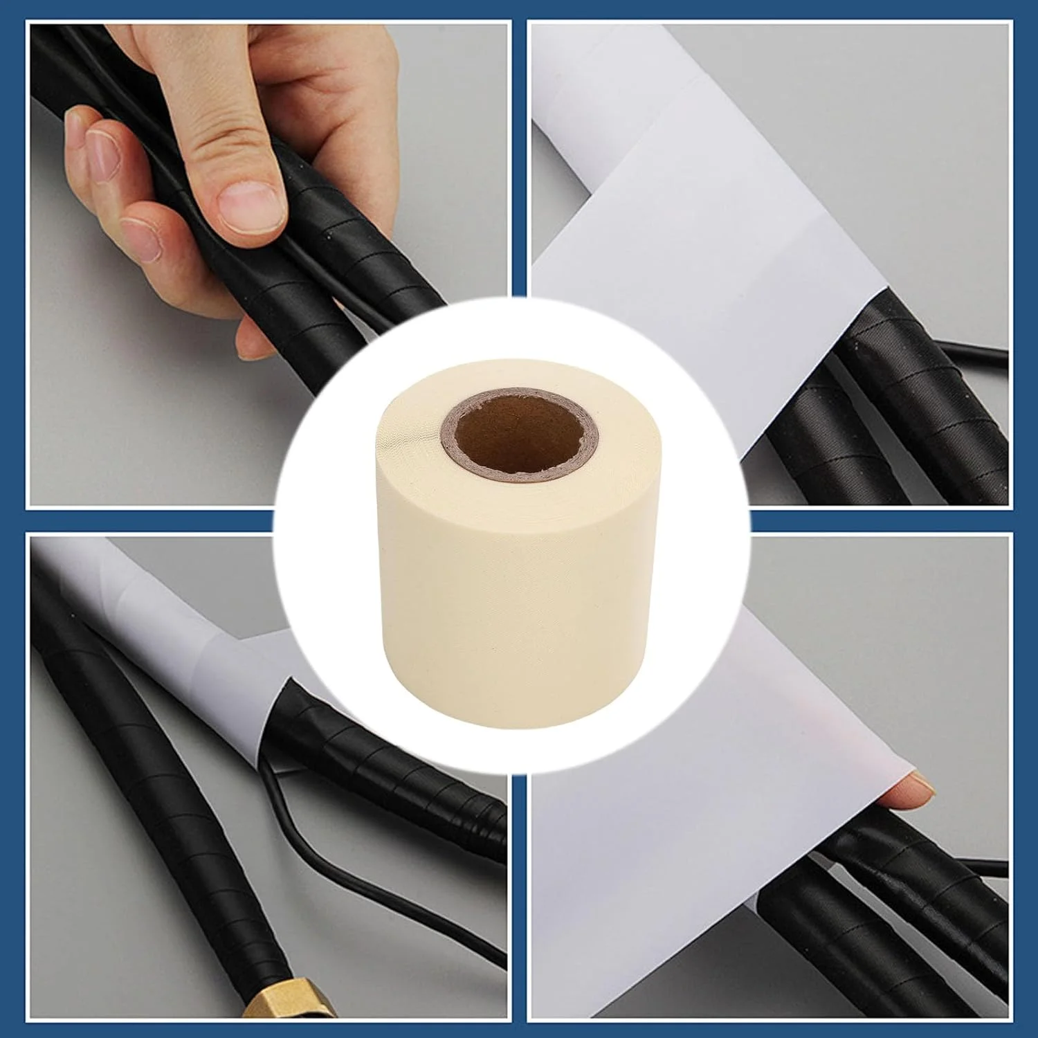 نوار عایق لوله کولر گازی Eujgoov بسته 5 عددی PVC 6 سانتی متری برای لوله های تهویه مطبوع اتصالات قطعات الکترونیکی