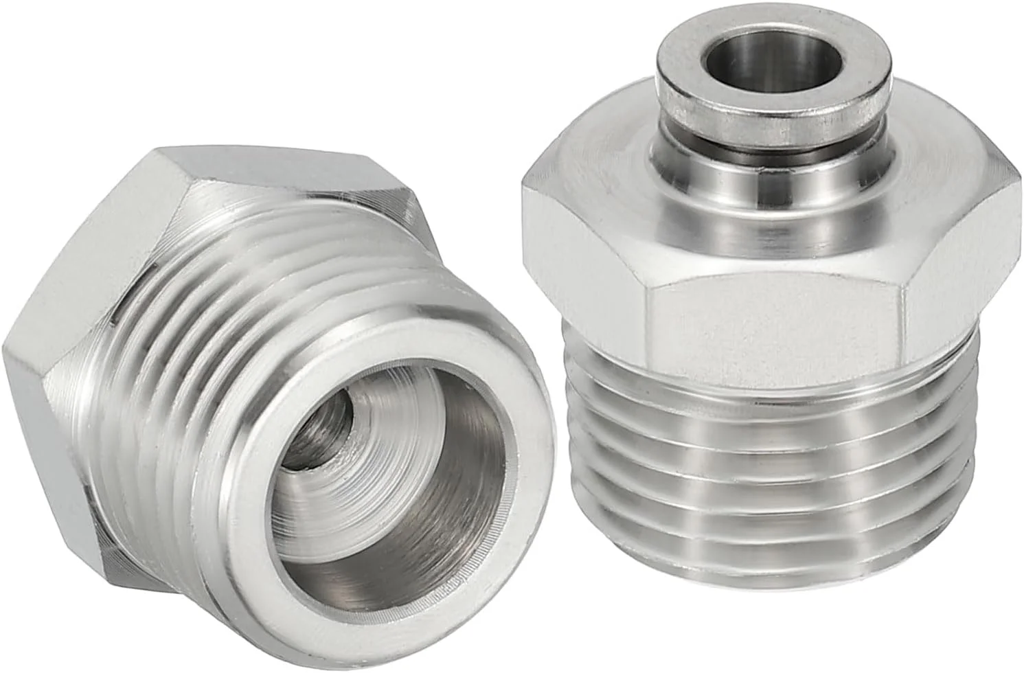 اتصالات فشاری، 2 عدد استیل ضد زنگ 304، اتصال مستقیم نر PC، لوله 1/4 اینچ OD x رزوه 1/2 اینچ NPT، اتصالات قفل فشاری پنوماتیک