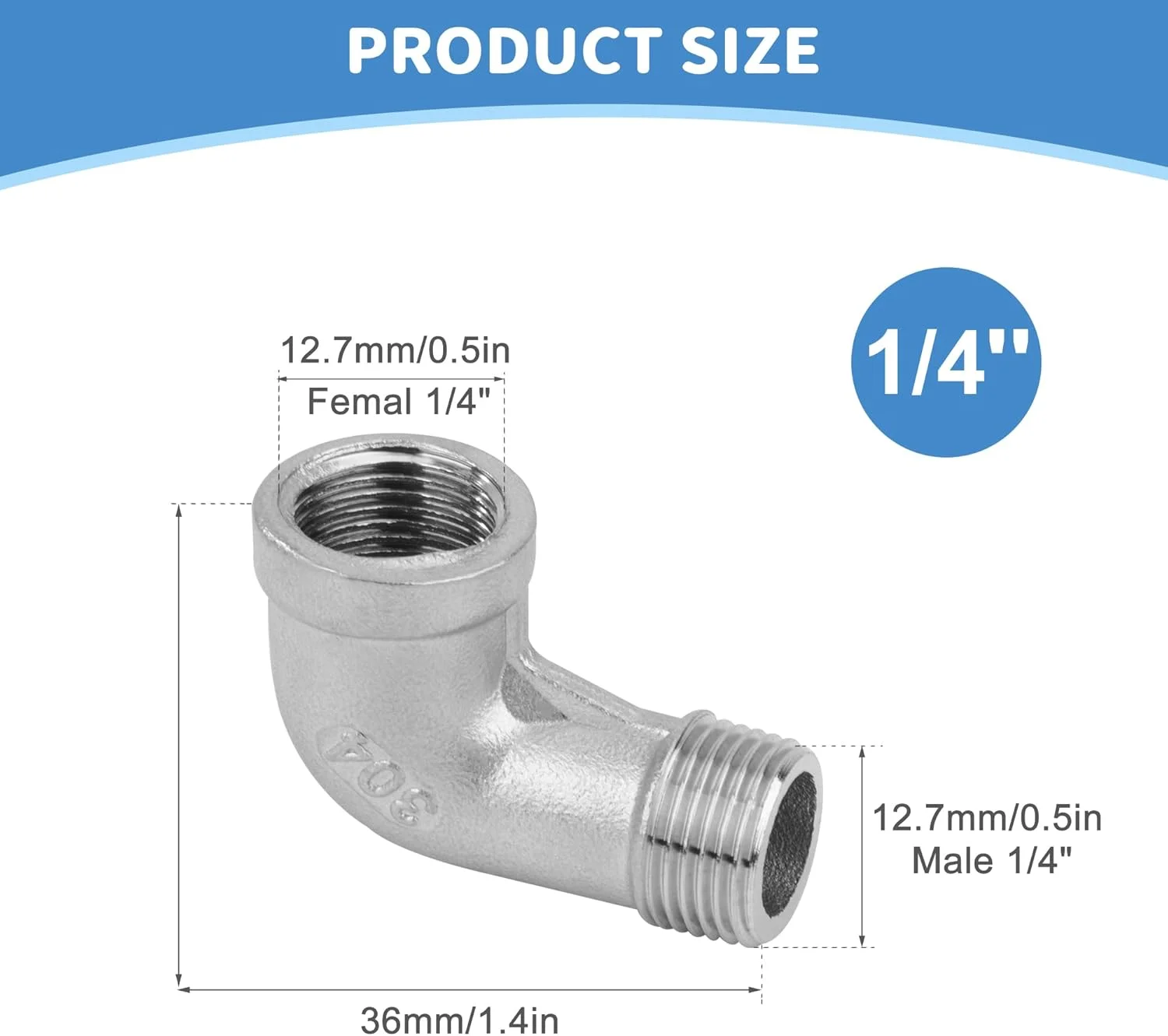 اتصالات زانویی استیل ضد زنگ 304، سه عدد، 1/4 اینچ نر به 1/4 اینچ ماده، اتصالات لوله رزوه ای، زانویی 90 درجه برای اتصال و تبدیل آب اتصالات زانویی استیل ضد زنگ 304، سه عدد، 1/4 اینچ نر به 1/4 اینچ ماده، اتصالات لوله رزوه ای، زانویی 90 درجه برای اتصال و تبدیل آب