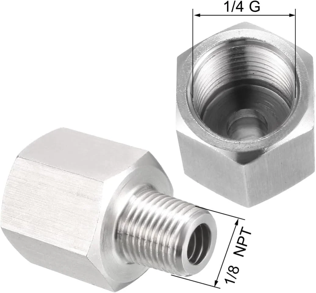 اتصال کاهنده لوله TA-VIGOR، تبدیل 1/8 NPT نر به 1/4 G مادگی، استیل ضد زنگ برای گیج فشار آب، روغن و هوا