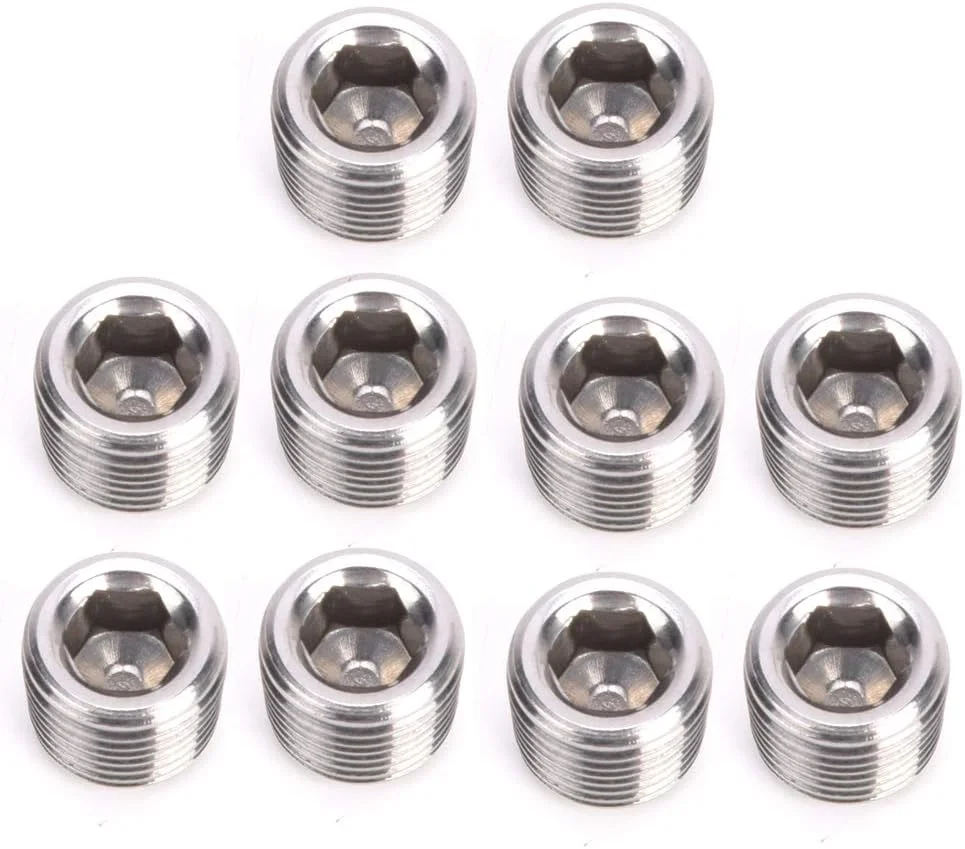 اسپنانا 10 عدد سری اتصال لوله استیل 304، سری دوشاخه شش گوش رزوه نر BSPP، عملکرد خوب برای نصب آسان (1/8 اینچ)