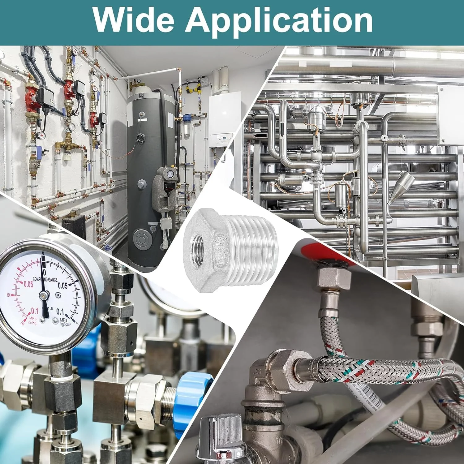 اتصال کاهنده لوله TA-VIGOR، تبدیل 1/8 NPT نر به 1/4 G مادگی، استیل ضد زنگ برای گیج فشار آب، روغن و هوا