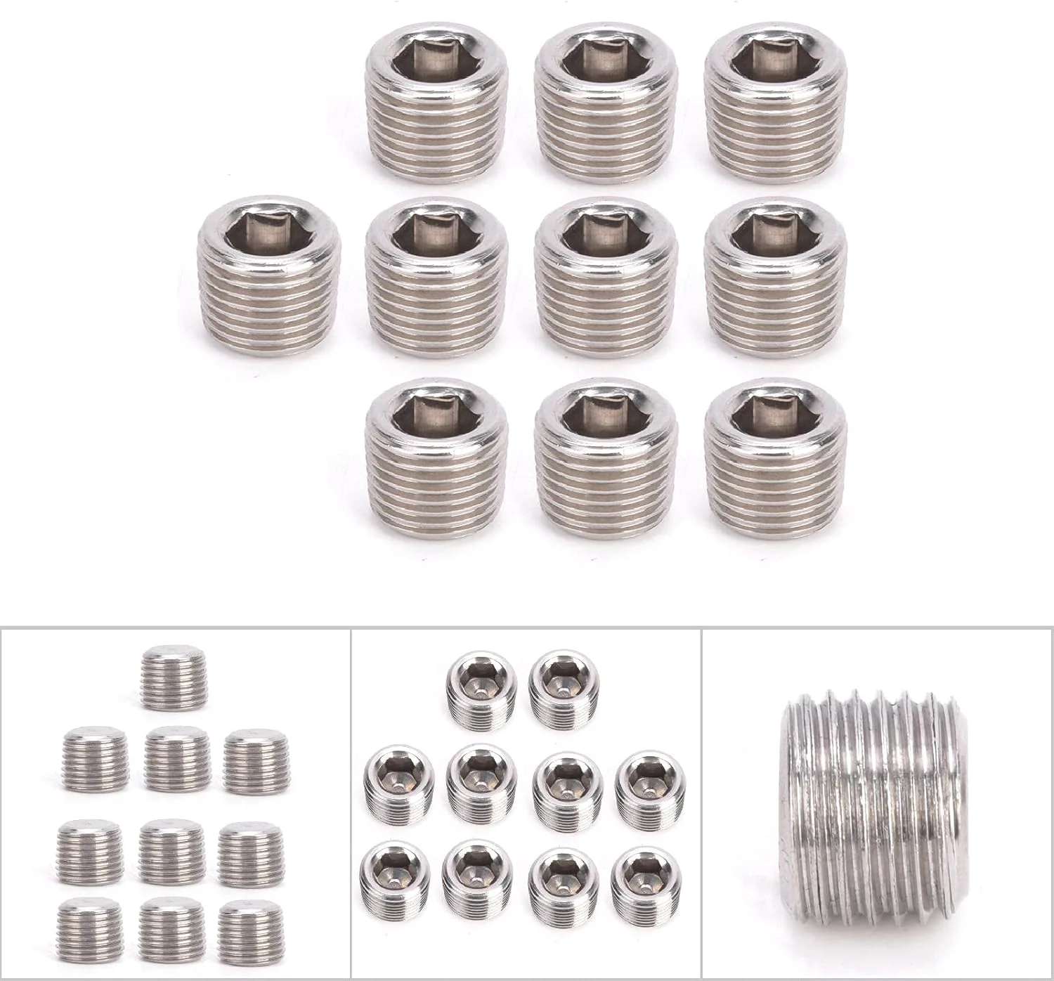 اسپنانا 10 عدد سری اتصال لوله استیل 304، سری دوشاخه شش گوش رزوه نر BSPP، عملکرد خوب برای نصب آسان (1/8 اینچ)