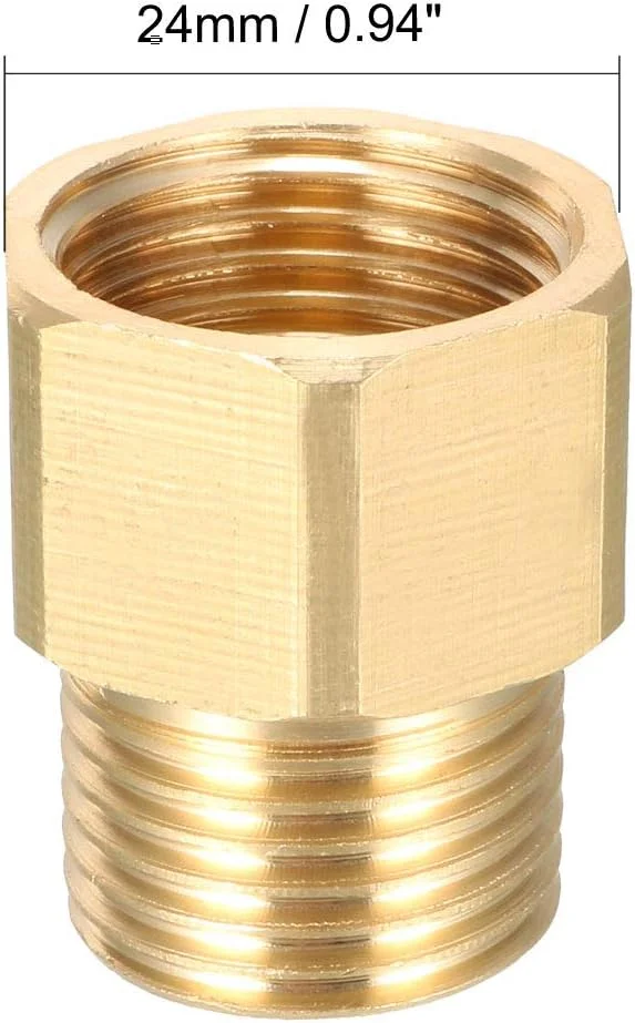 اتصال لوله برنجی با رزوه، تبدیل نر 1/2 اینچ PT به مادگی 1/2 اینچ PT