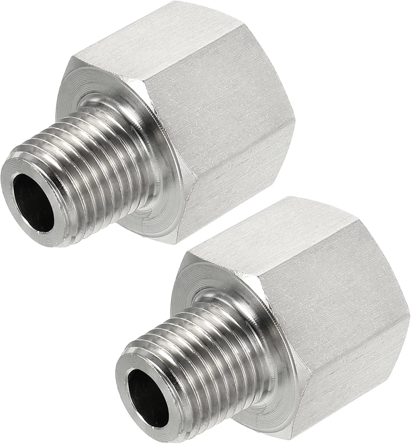 تبدیل کاهنده اتصالات لوله سورسیینگ مپ، 1/4 اینچ PT نر به 3/8 اینچ PT ماده، آداپتور کاهنده رزوه ای استیل ضد زنگ، بسته 2 عددی
