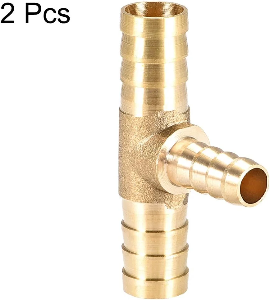اتصال سه راهی شیلنگ برنجی کاهنده سایز، مناسب برای شیلنگ با قطر داخلی 12mm x 8mm x 12mm، بسته 2 عددی