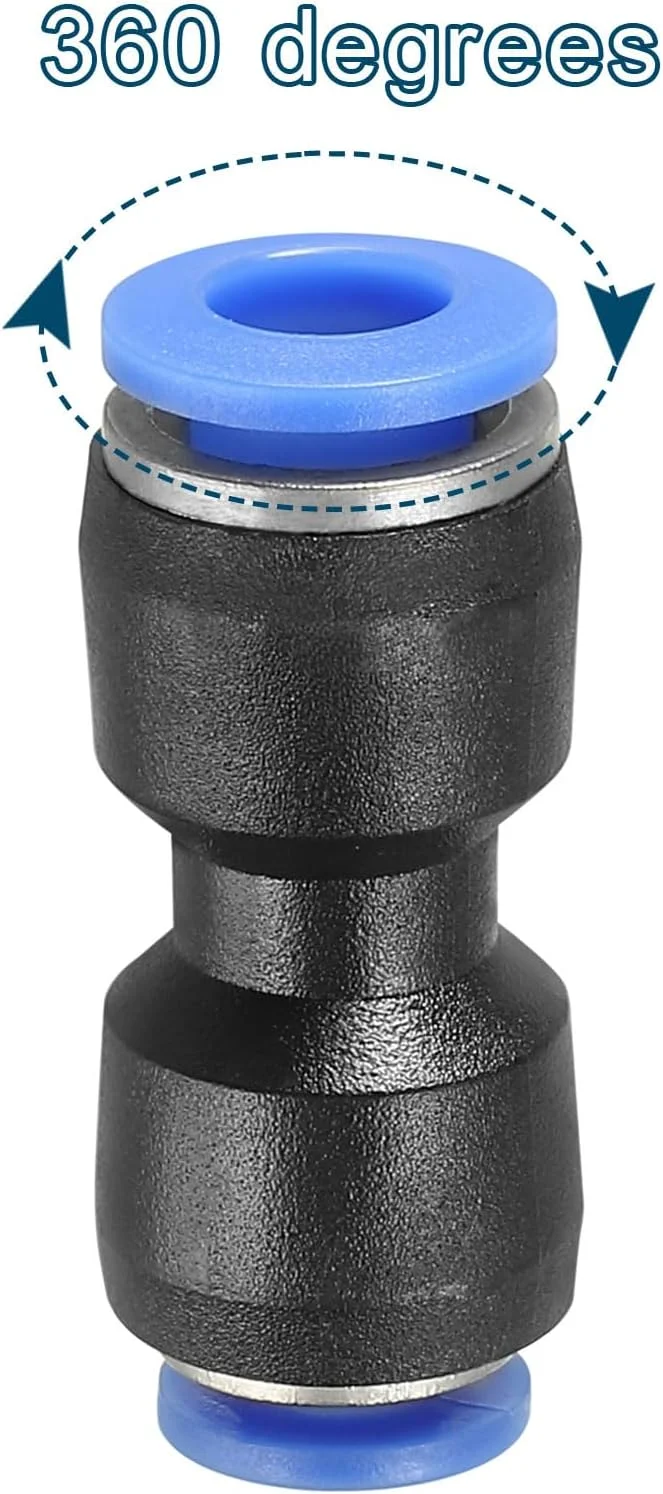 اتصال پنوماتیک فشاری، تبدیل 6 میلی متر به 4 میلی متر، اتصال سریع شلنگ هوا، اتصال مستقیم، مشکی، 4 عدد