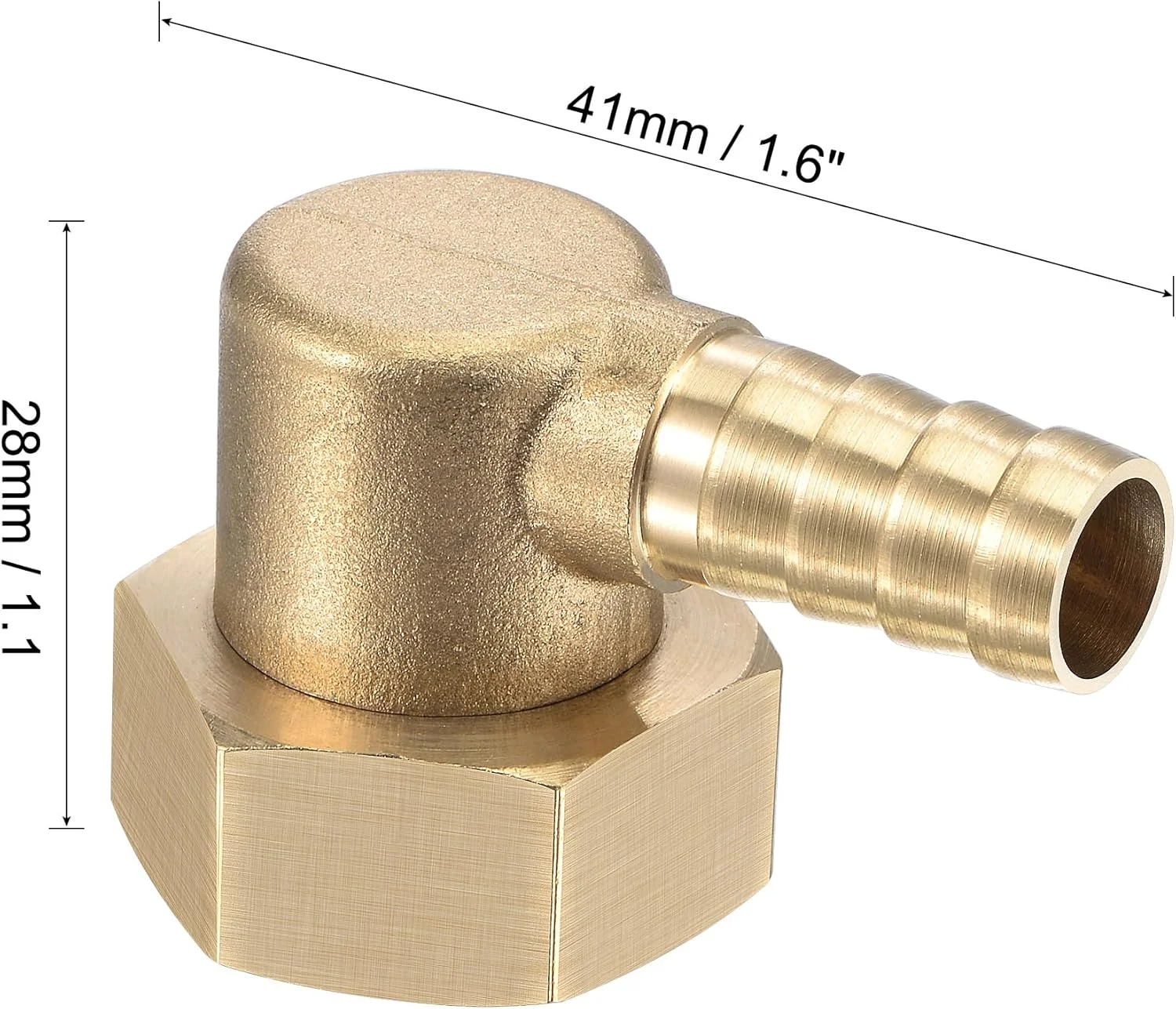 اتصال زانویی شیلنگ برنجی sourcing map، خاردار 10 میلی متر x اتصال لوله مهره چرخشی مادگی G1/2 برای آب، سوخت، هوا، بسته 2 عددی