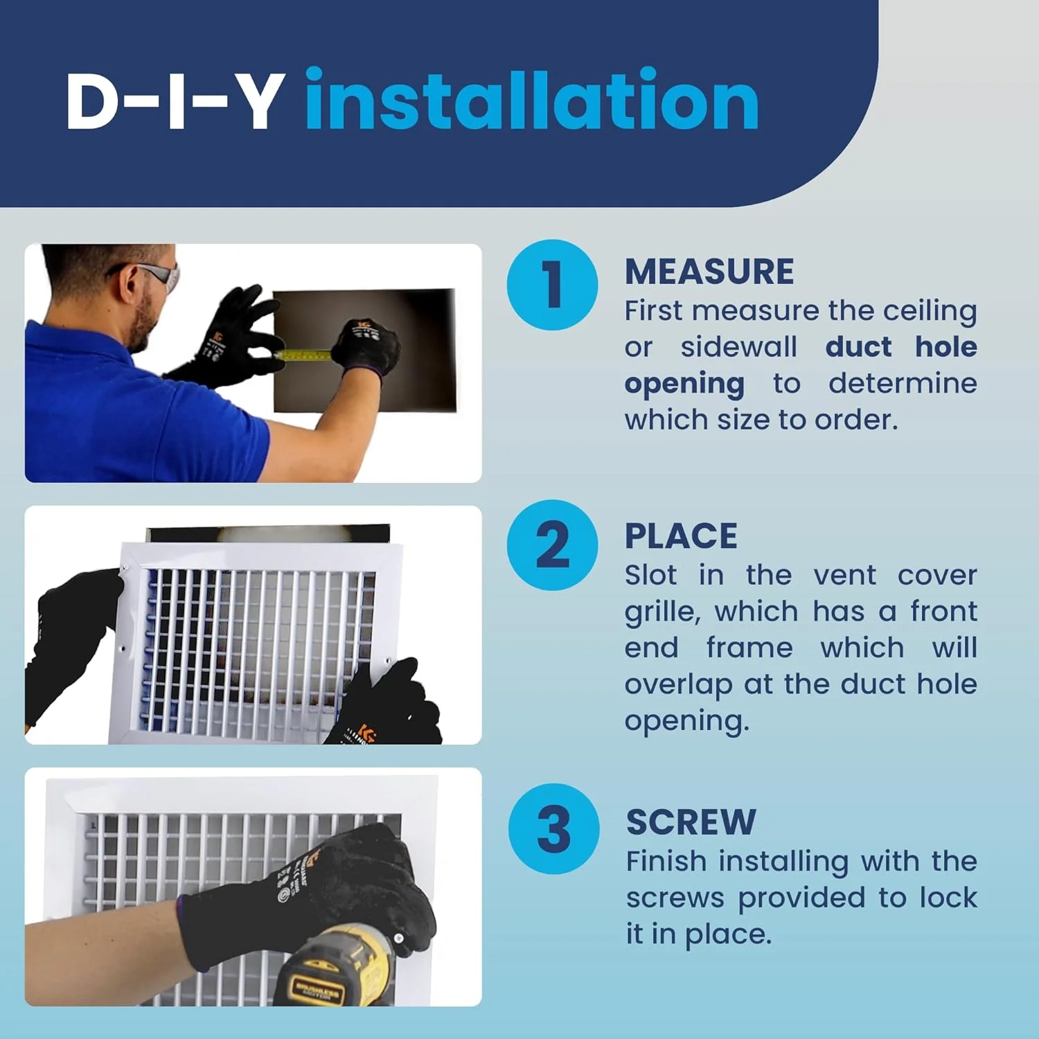 دریچه هوا آلومینیومی تک پره قابل تنظیم با دمپر چند شاتره، سایز 10" x 10" (اندازه بیرونی 11.6" x 11.6") - جریان هوای بالا - پوشش دریچه دیواری HVAC