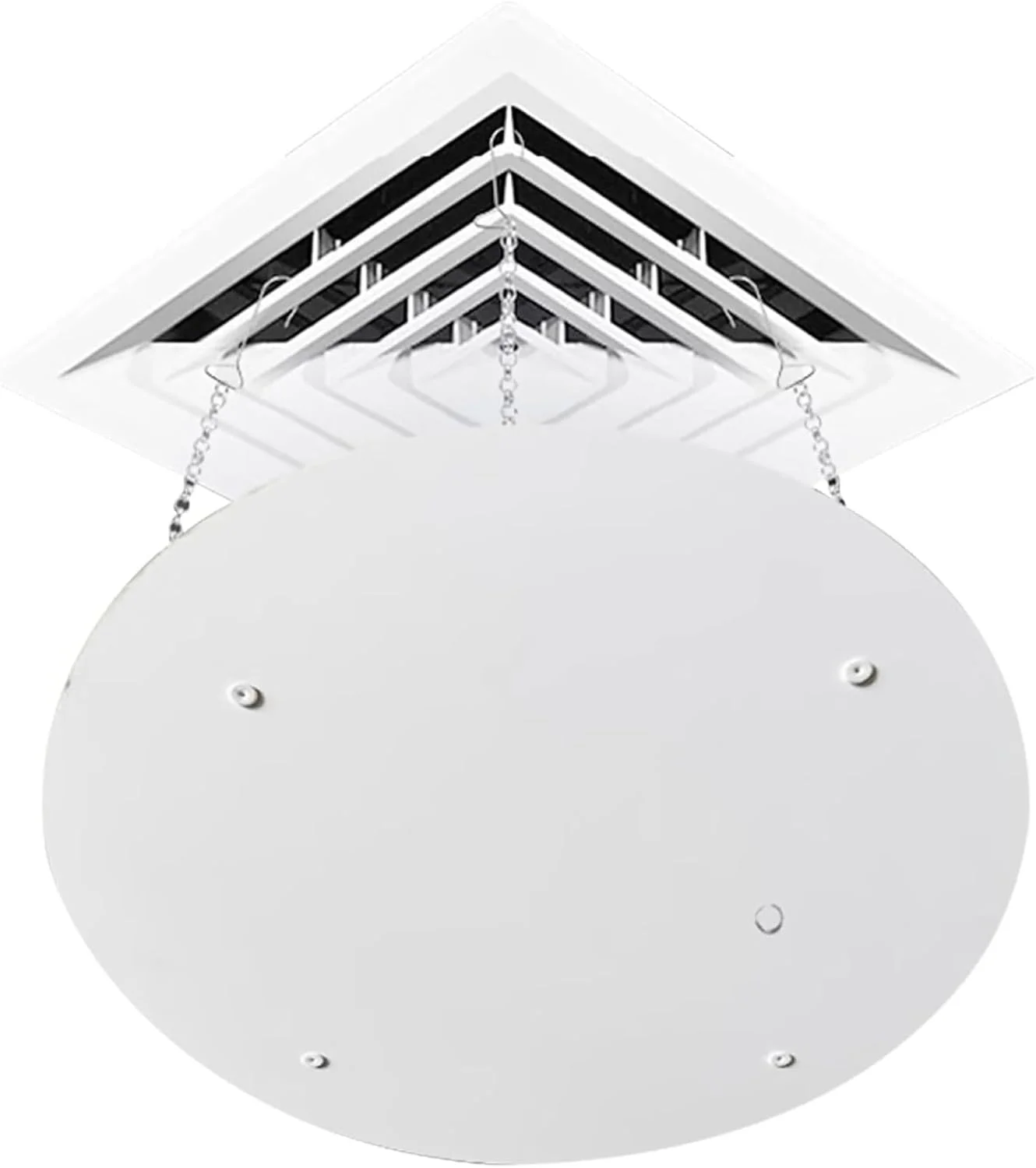 منحرف کننده دریچه تهویه مطبوع قابل تنظیم، هدایت کننده باد کولر گازی سقفی گرد ضد وزش، پوشش دریچه AC، برای استفاده در خانه و محل کار (60x60 سانتی متر / 23.6x23.6 اینچ)