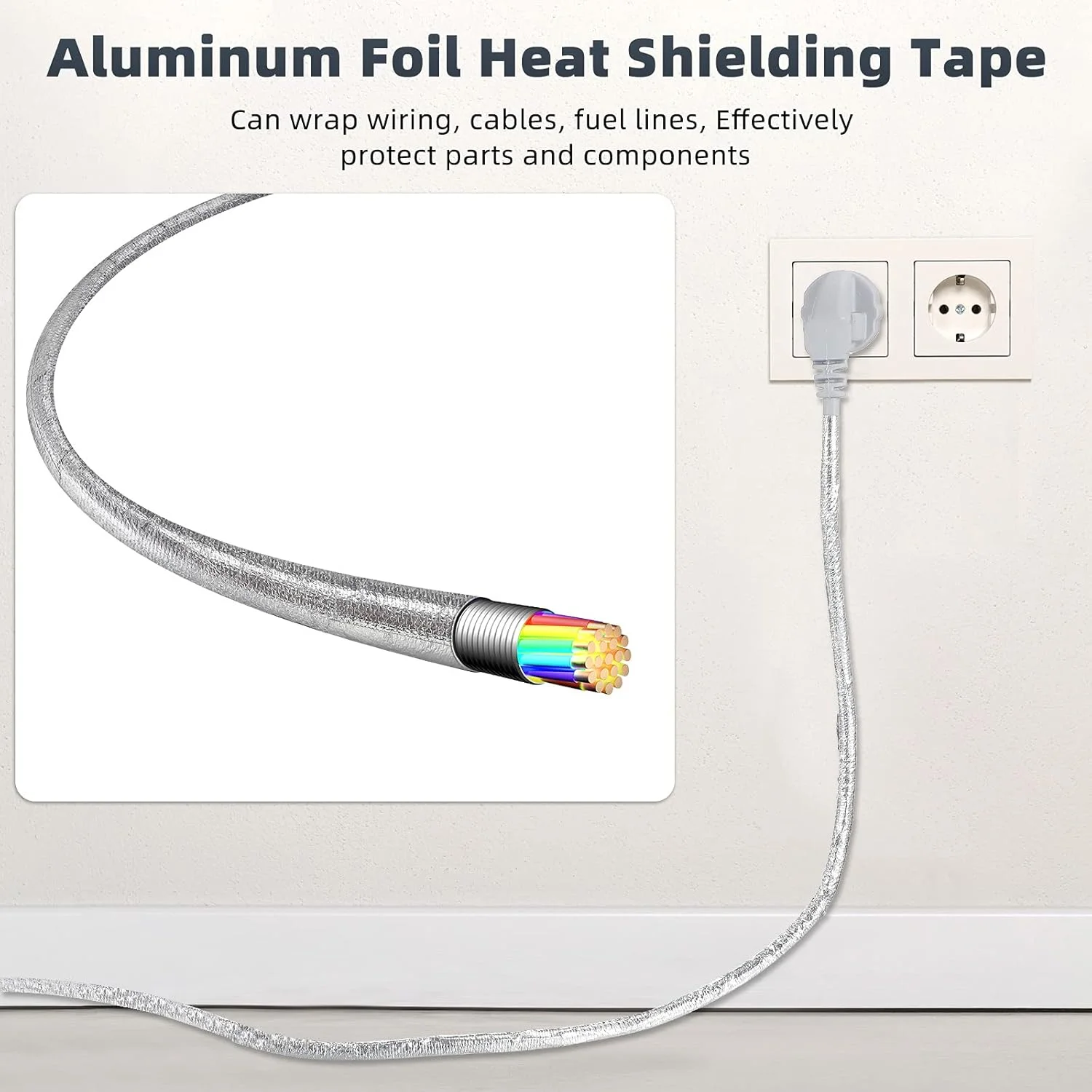 نوار فویل آلومینیومی زونون، 2 رول، نوار محافظ حرارتی، عایق حرارتی فایبرگلاس بازتابنده چسبی، محافظت در برابر دمای بالا (نقره ای، 2 اینچ در 32.8 فوت)