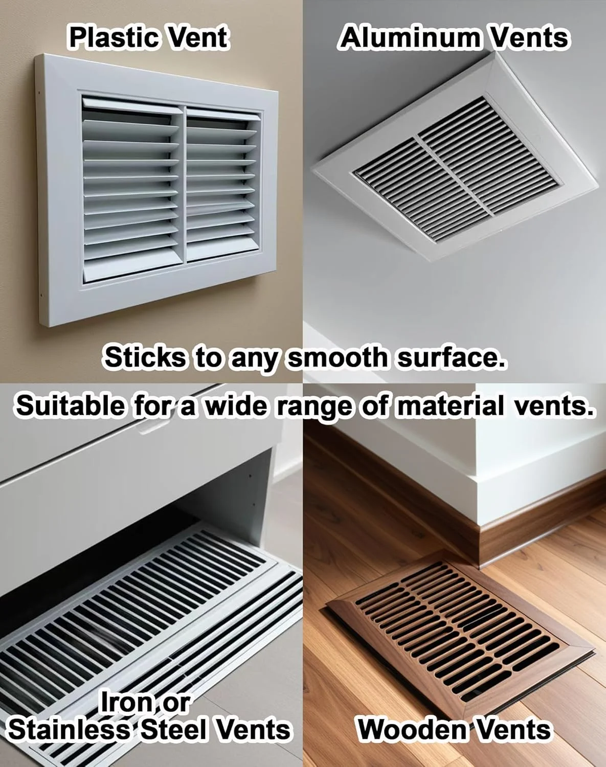 پک 4 عددی پوشش دریچه PET با چسب نانو، 30x30 سانتی متر، برای دریچه های کف، دیوار، سقف و رجیستر هوا، برای RV، خانه، دریچه های AC اداری، غیر مغناطیسی، مناسب برای پوشش های دریچه پلاستیکی، چوبی، آهنی، آلومینیومی