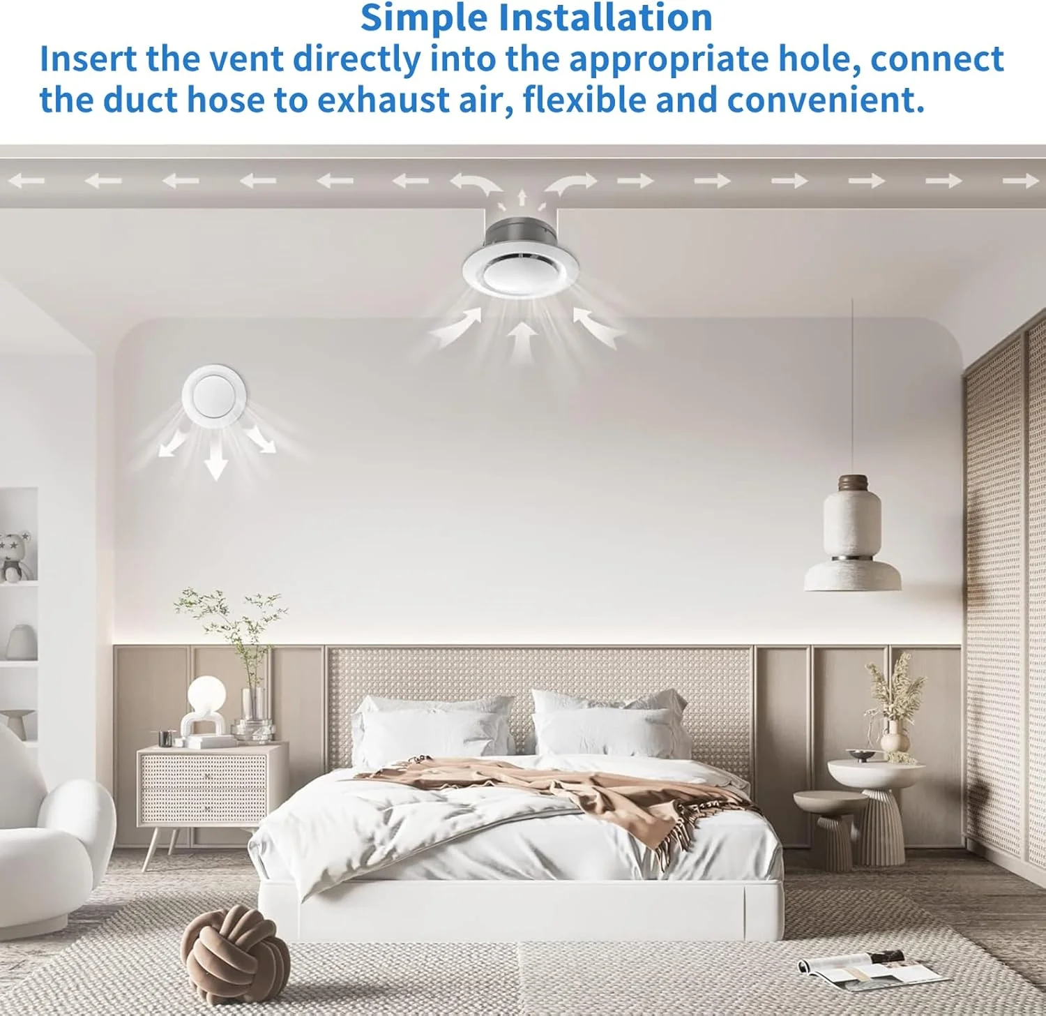 دریچه های هوا قابل تنظیم، دریچه های خروجی ABS برای دیوار و سقف، دریچه های هوای گرد برای زیر سقف، پوشش دیوار و سقف برای حمام و کتابخانه (6 اینچ)