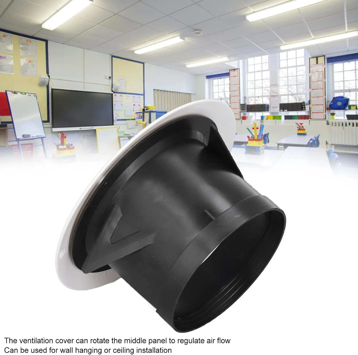 دریچه های هوا قابل تنظیم، دریچه های خروجی ABS برای دیوار و سقف، دریچه های هوای گرد برای زیر سقف، پوشش دیوار و سقف برای حمام و کتابخانه (6 اینچ)